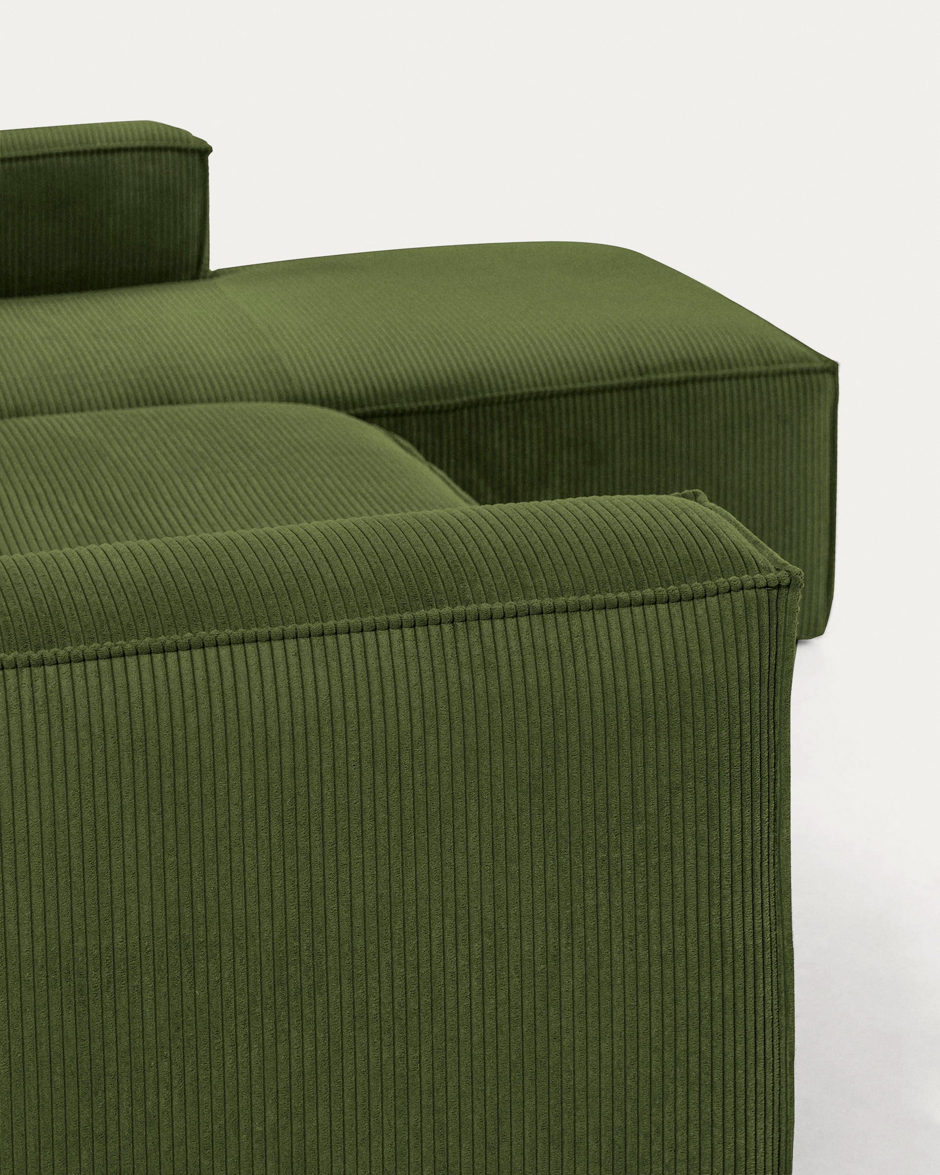 Blok 3-Sitzer-Sofa mit Chaiselongue rechts breiter Cord grün 300 cm - Image 9