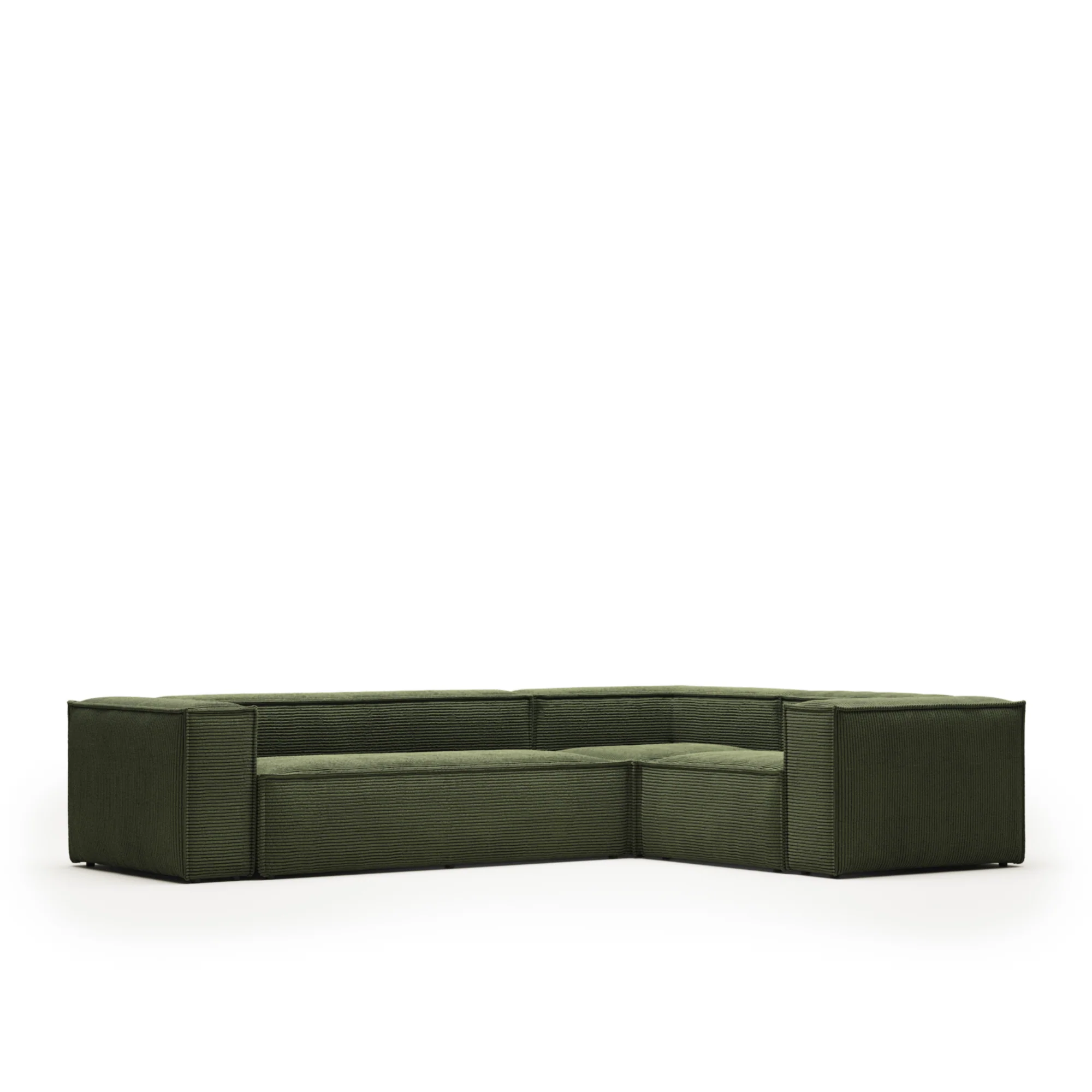 Blok 4-Sitzer Ecksofa Cord grün 320 x 230 cm / 230 x 320 cm