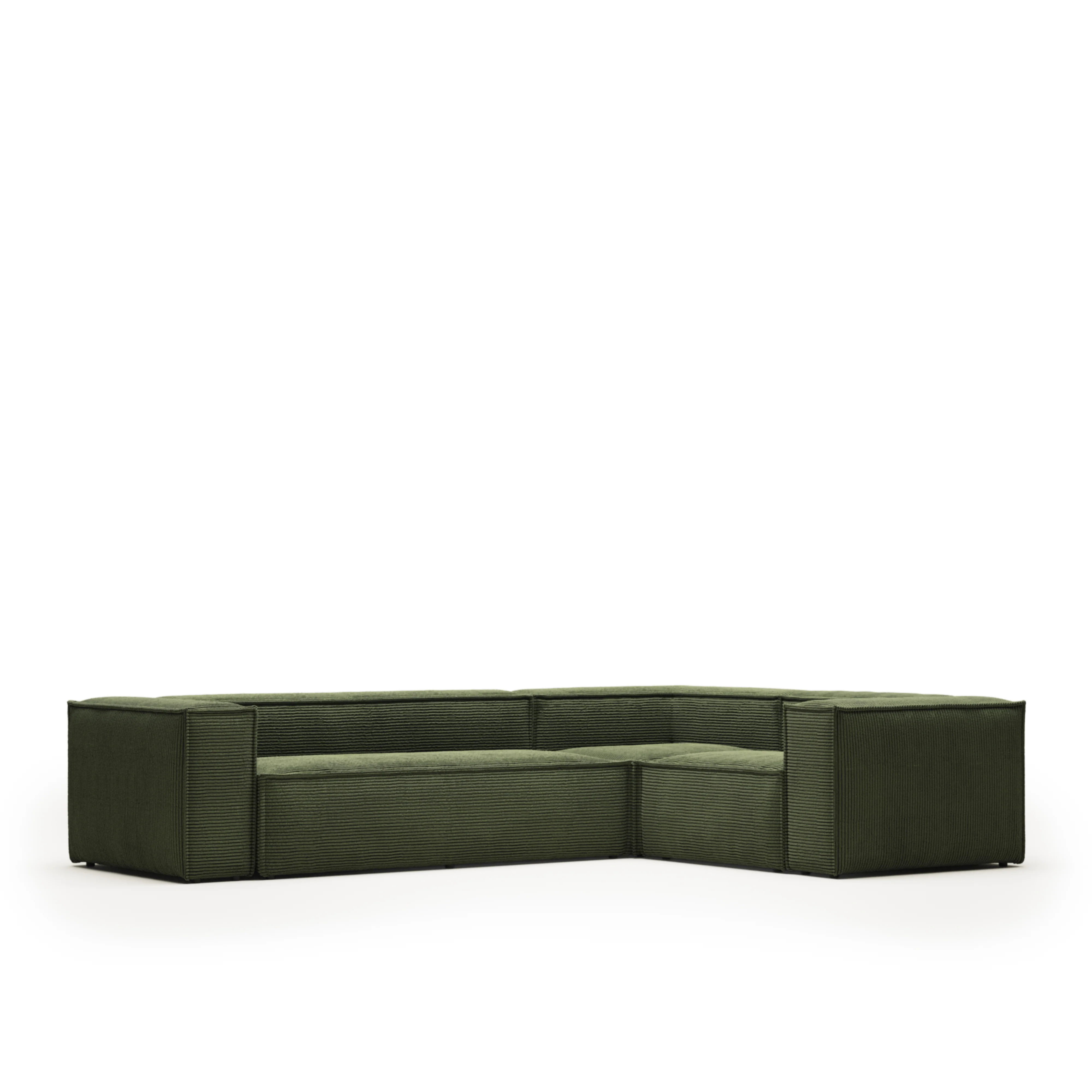 Blok 4-Sitzer Ecksofa Cord grün 320 x 230 cm / 230 x 320 cm - Image 2