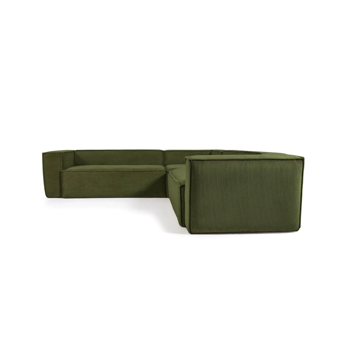 Blok 4-Sitzer Ecksofa dicker Cord grün 290 x 290 cm - Image 5