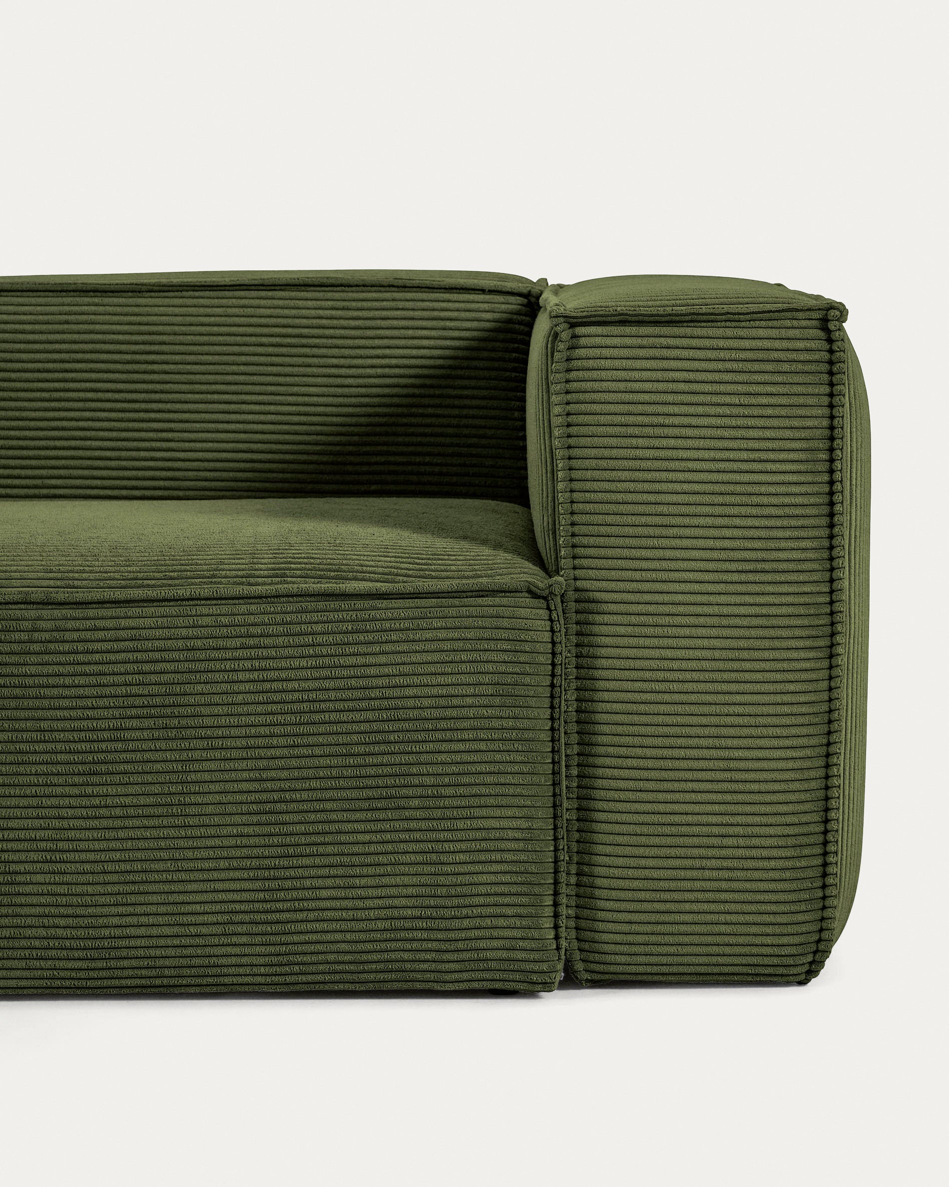 Blok 4-Sitzer Ecksofa dicker Cord grün 290 x 290 cm - Image 7
