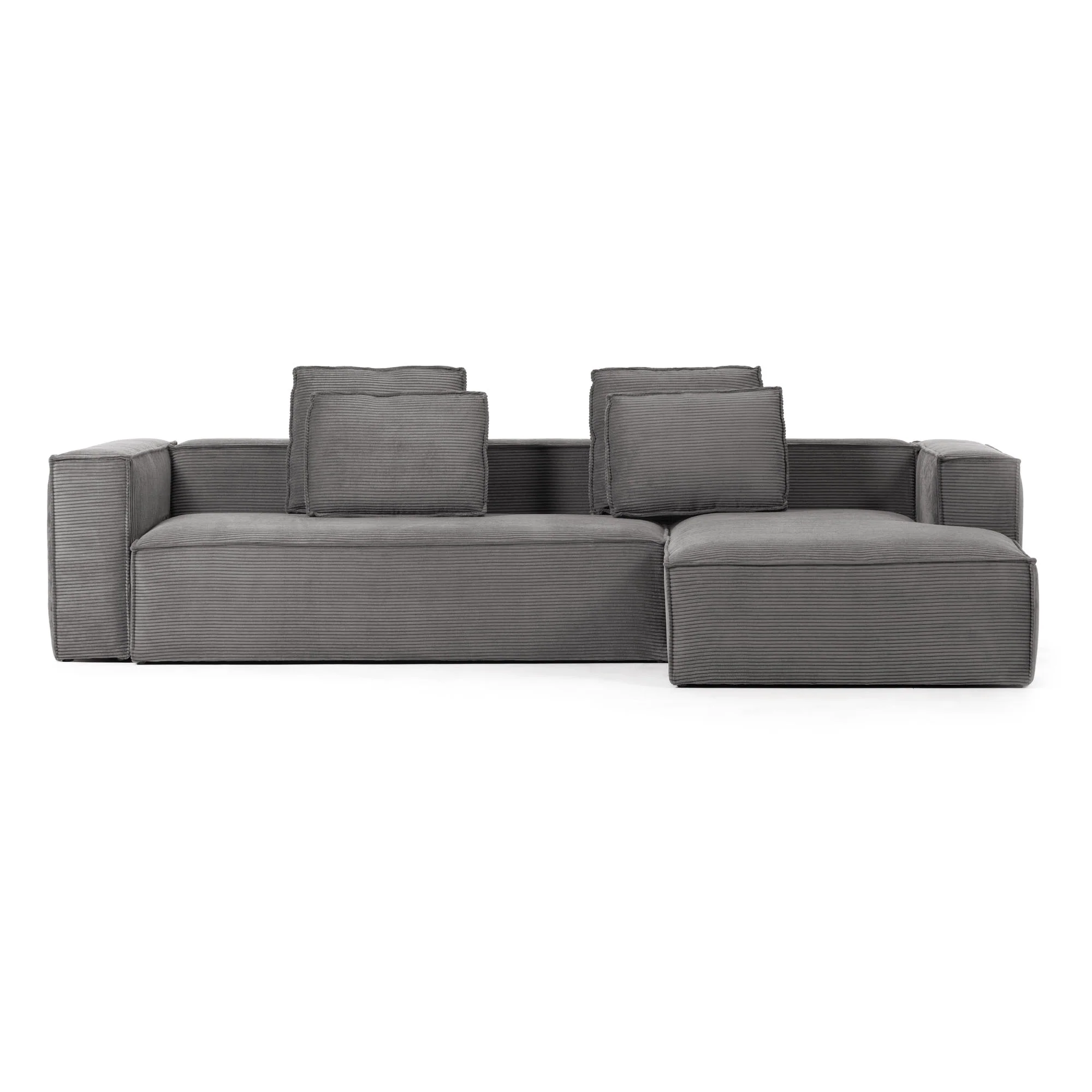 Blok 4-Sitzer-Sofa mit Chaiselongue rechts breiter Cord grau 330 cm - Image 7