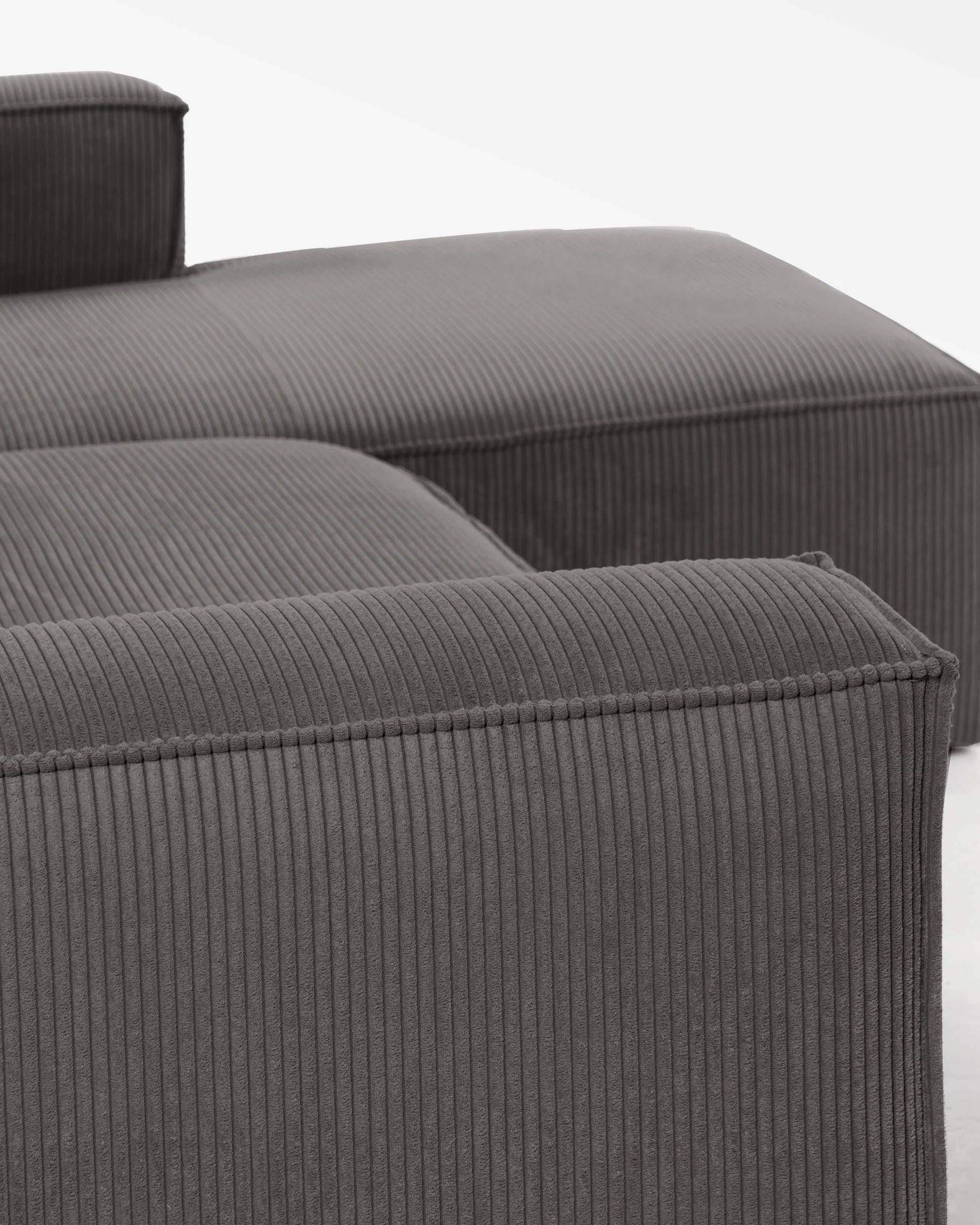 Blok 4-Sitzer-Sofa mit Chaiselongue rechts breiter Cord grau 330 cm - Image 9