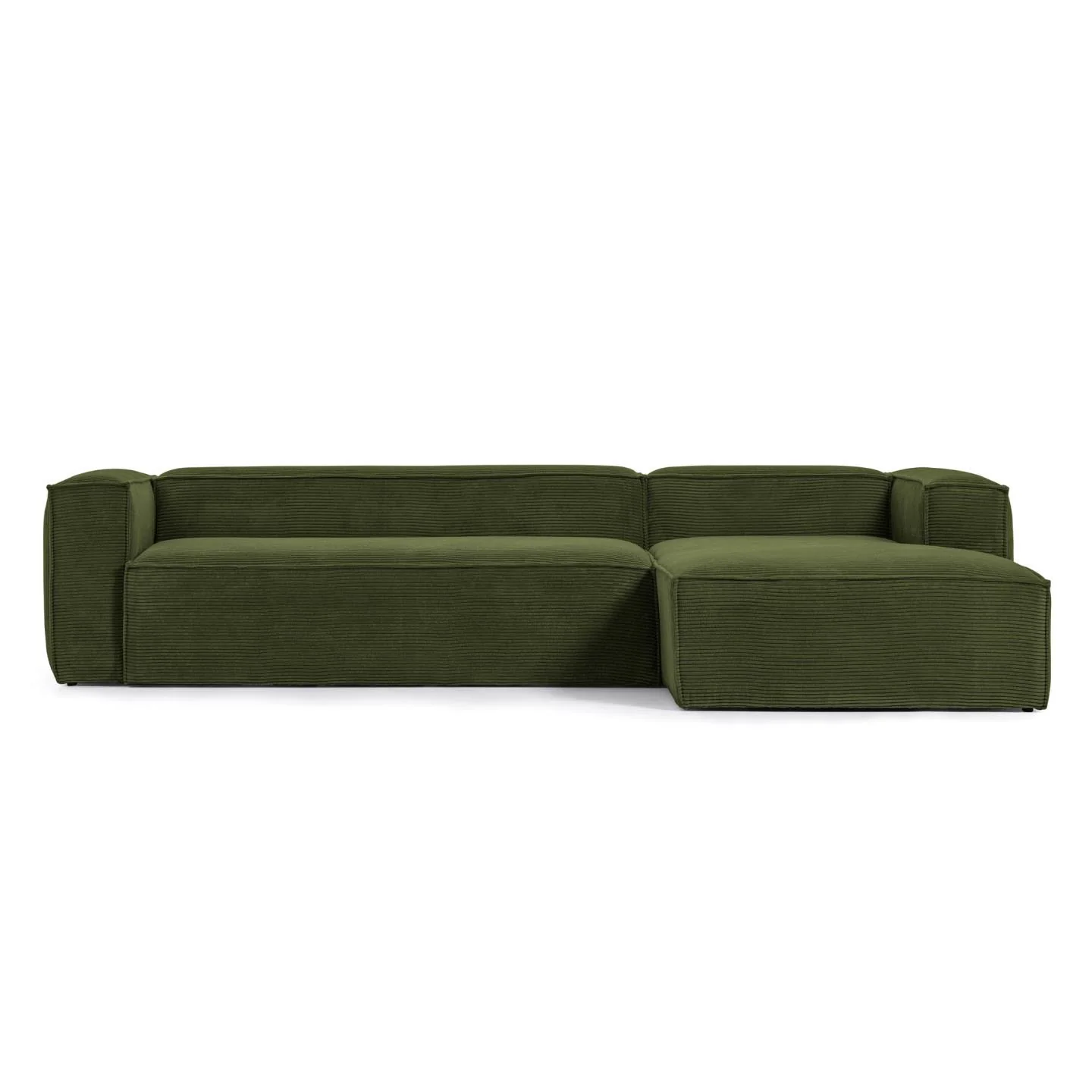 Blok 4-Sitzer-Sofa mit Chaiselongue rechts und breitem Cord grün 330cm - Image 5