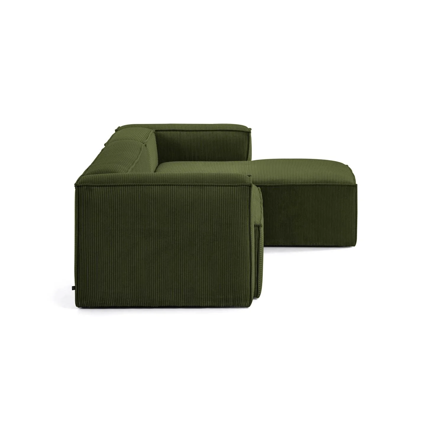 Blok 4-Sitzer-Sofa mit Chaiselongue rechts und breitem Cord grün 330cm - Image 6