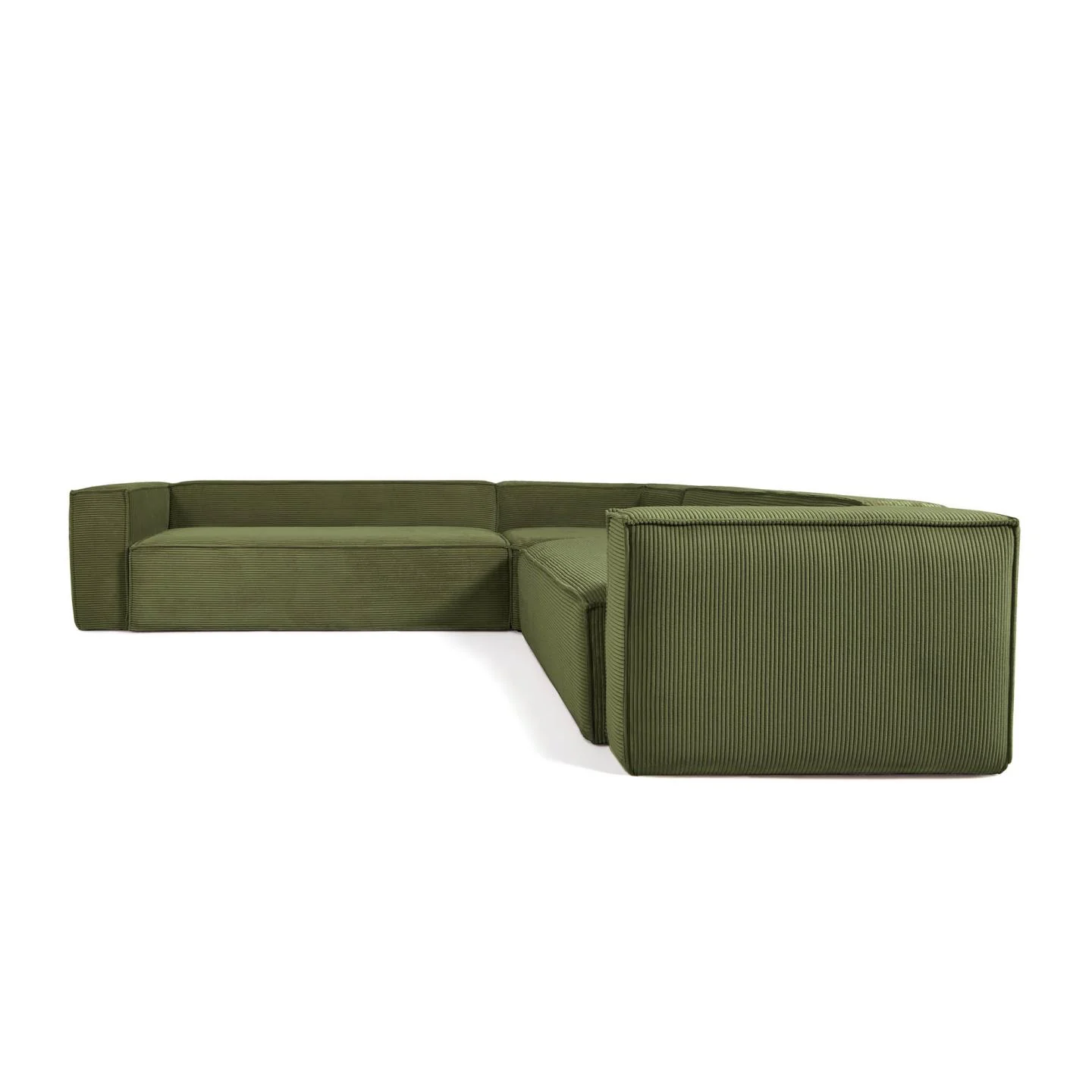 Blok 6-Sitzer Ecksofa dicker Cord grün 320 x 320 cm - Image 5
