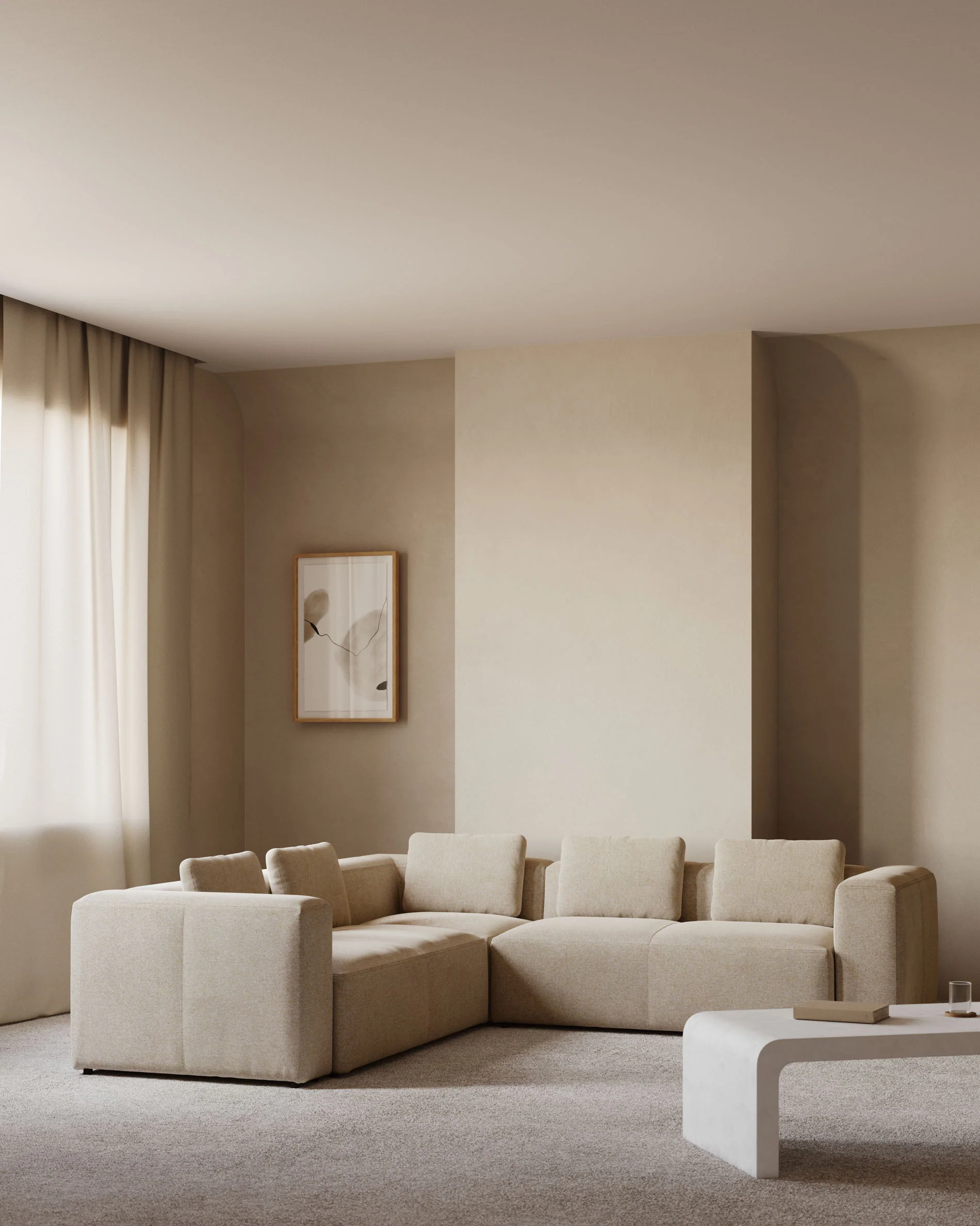 Blok 6-Sitzer Ecksofa in beige 320 x 320 cm - Image 2