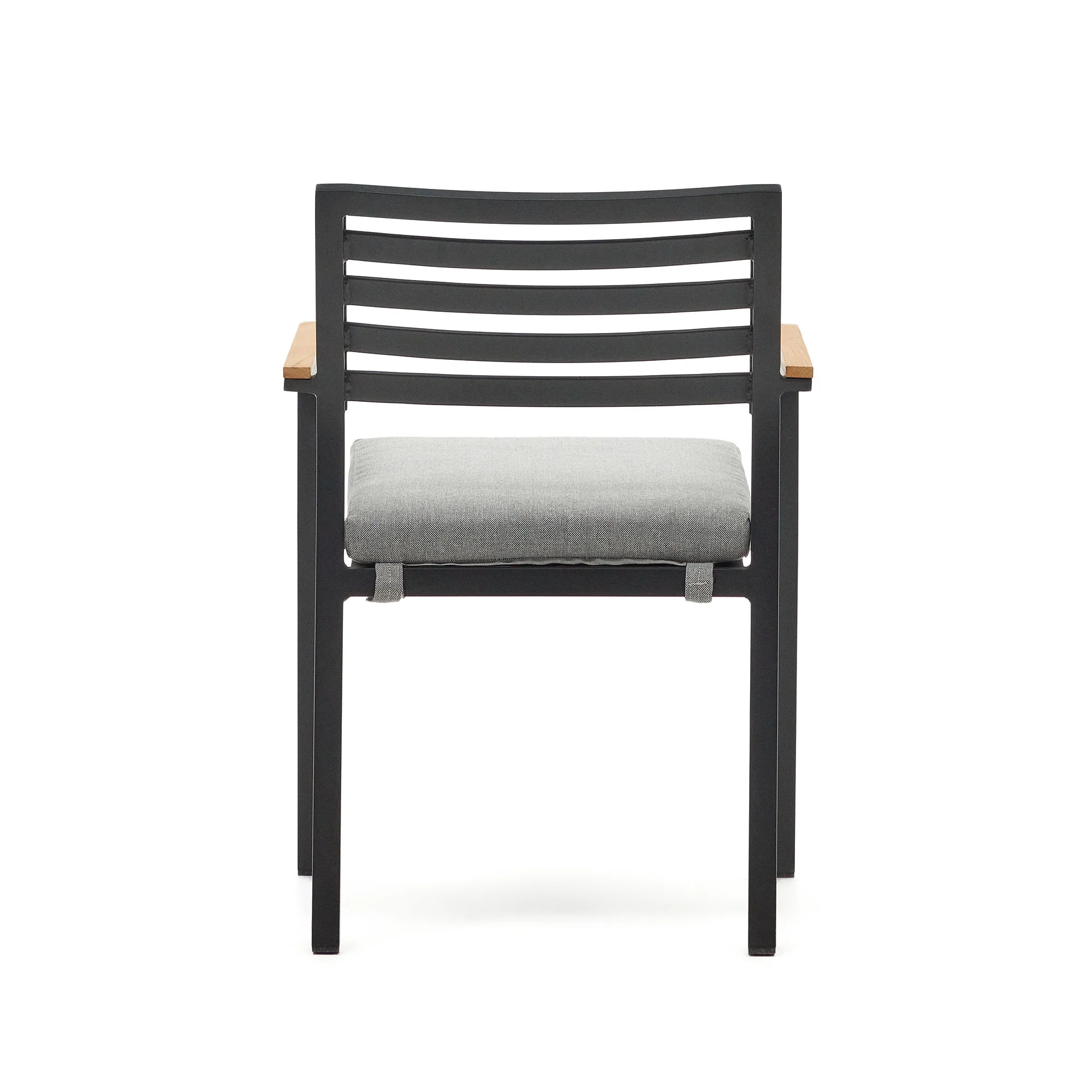 Bona stapelbarer Gartenstuhl aus Aluminium mit schwarzem Finish und Armlehnen aus massivem - Image 7