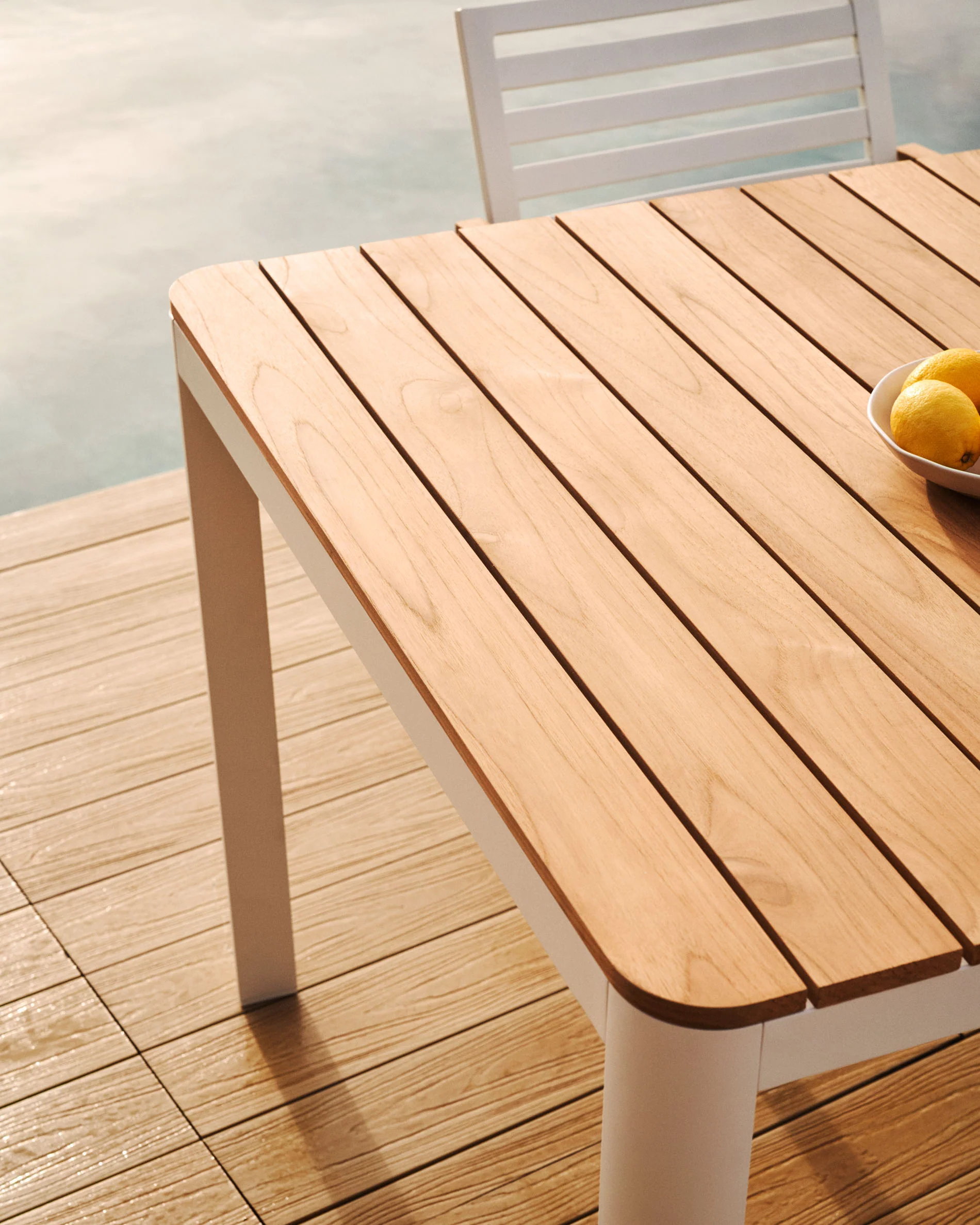Bona Tisch 100% outdoor massives Teakholz und Aluminium in Weiß 160 x 90 cm - Image 5