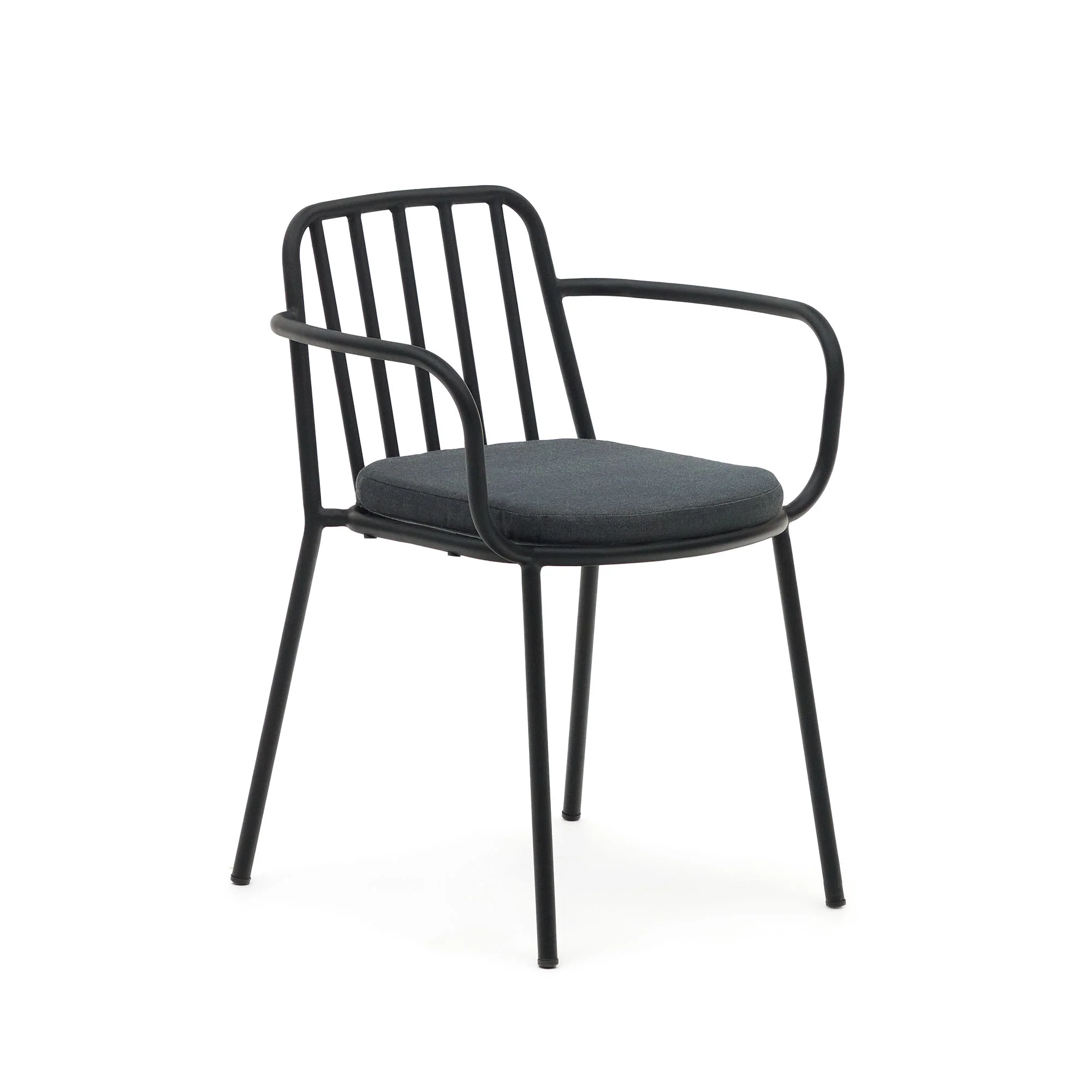 Bramant stapelbarer Stuhl aus Stahl mit schwarzem Finish