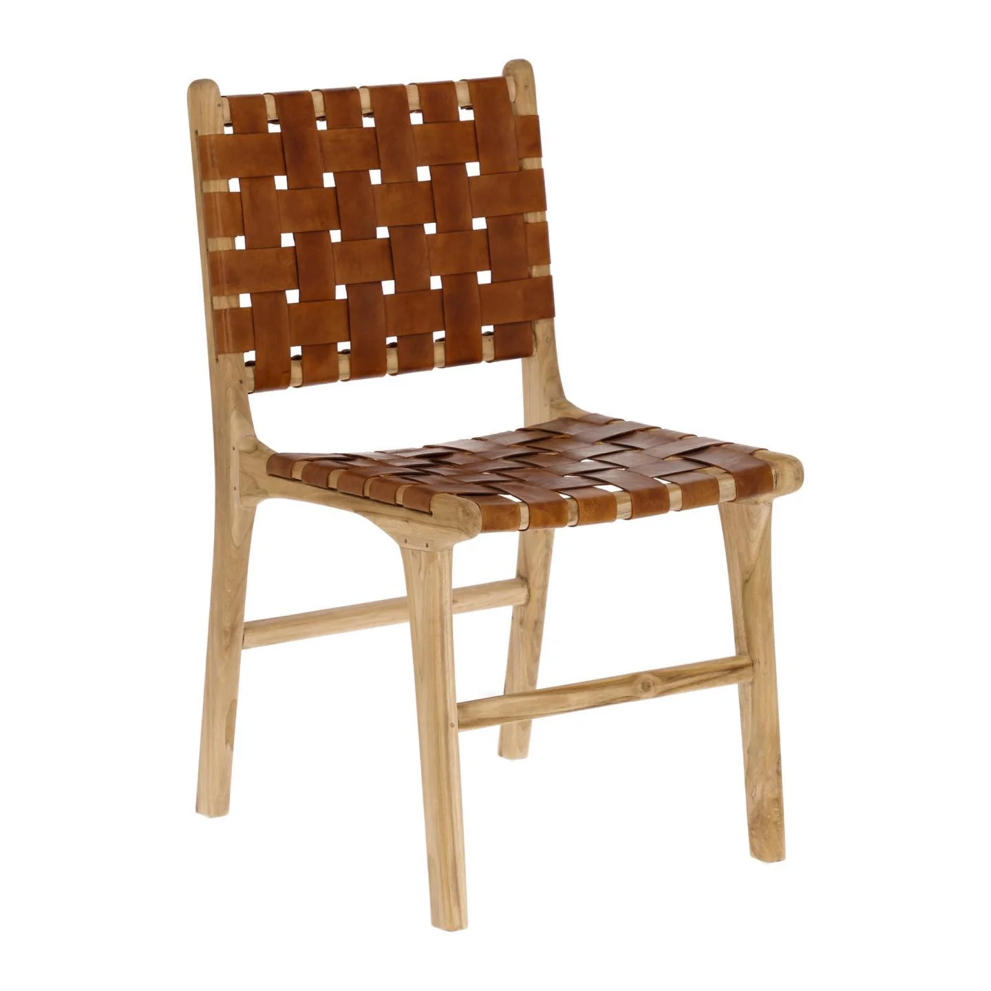 Calixta Stuhl aus Leder und massivem Teak