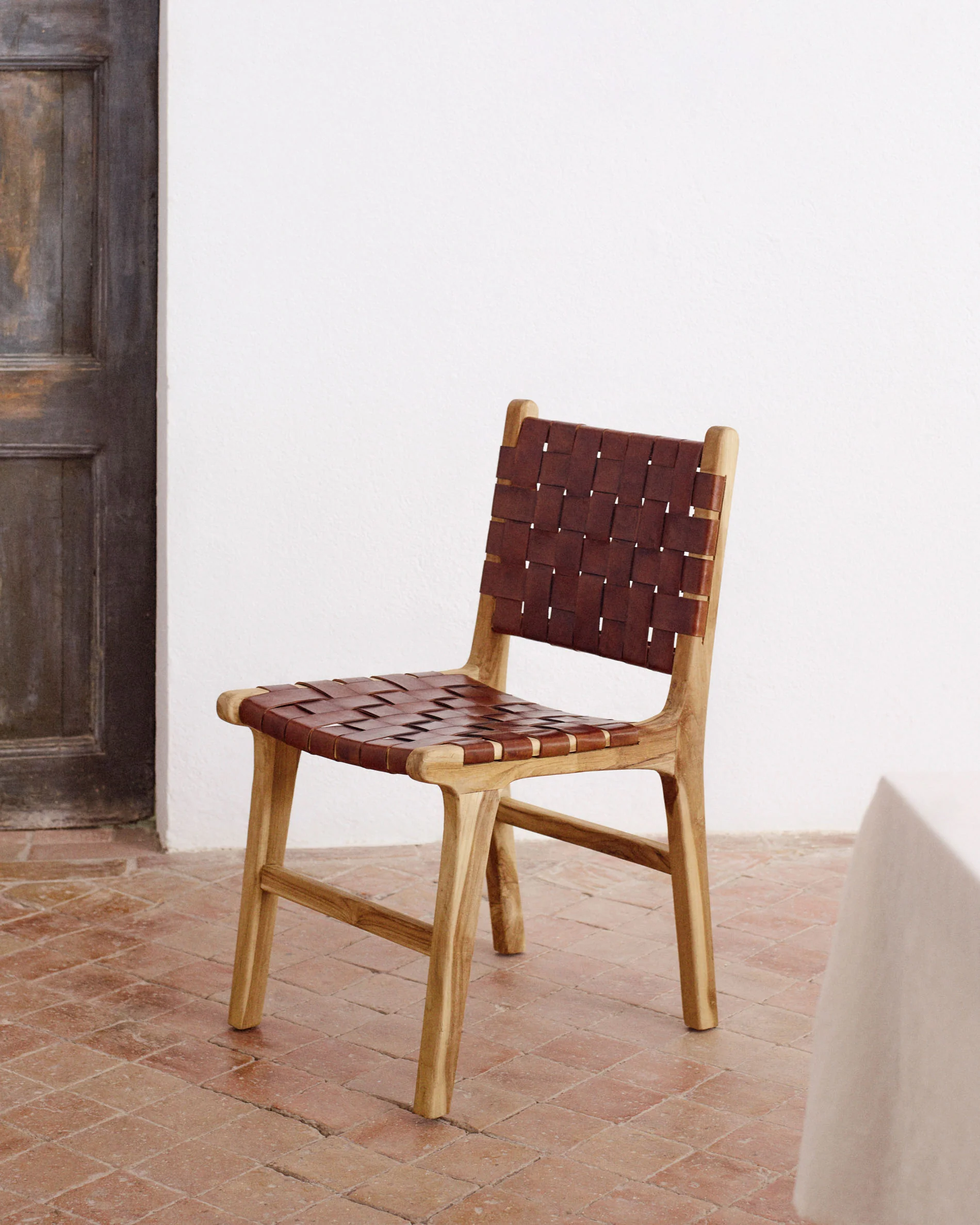 Calixta Stuhl aus Leder und massivem Teak - Image 2