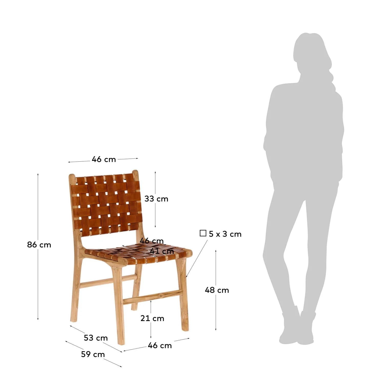 Calixta Stuhl aus Leder und massivem Teak - Image 4