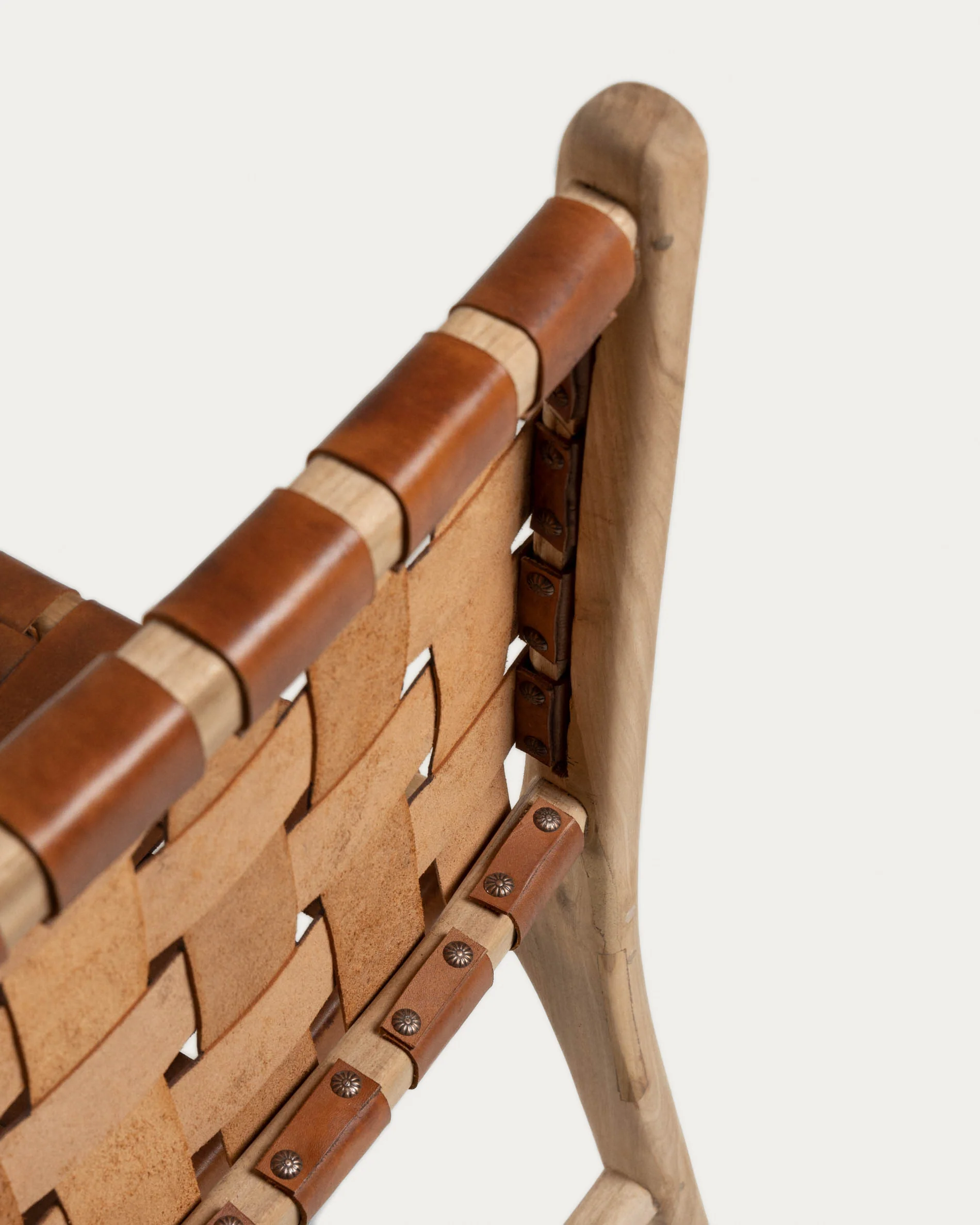 Calixta Stuhl aus Leder und massivem Teak - Image 9