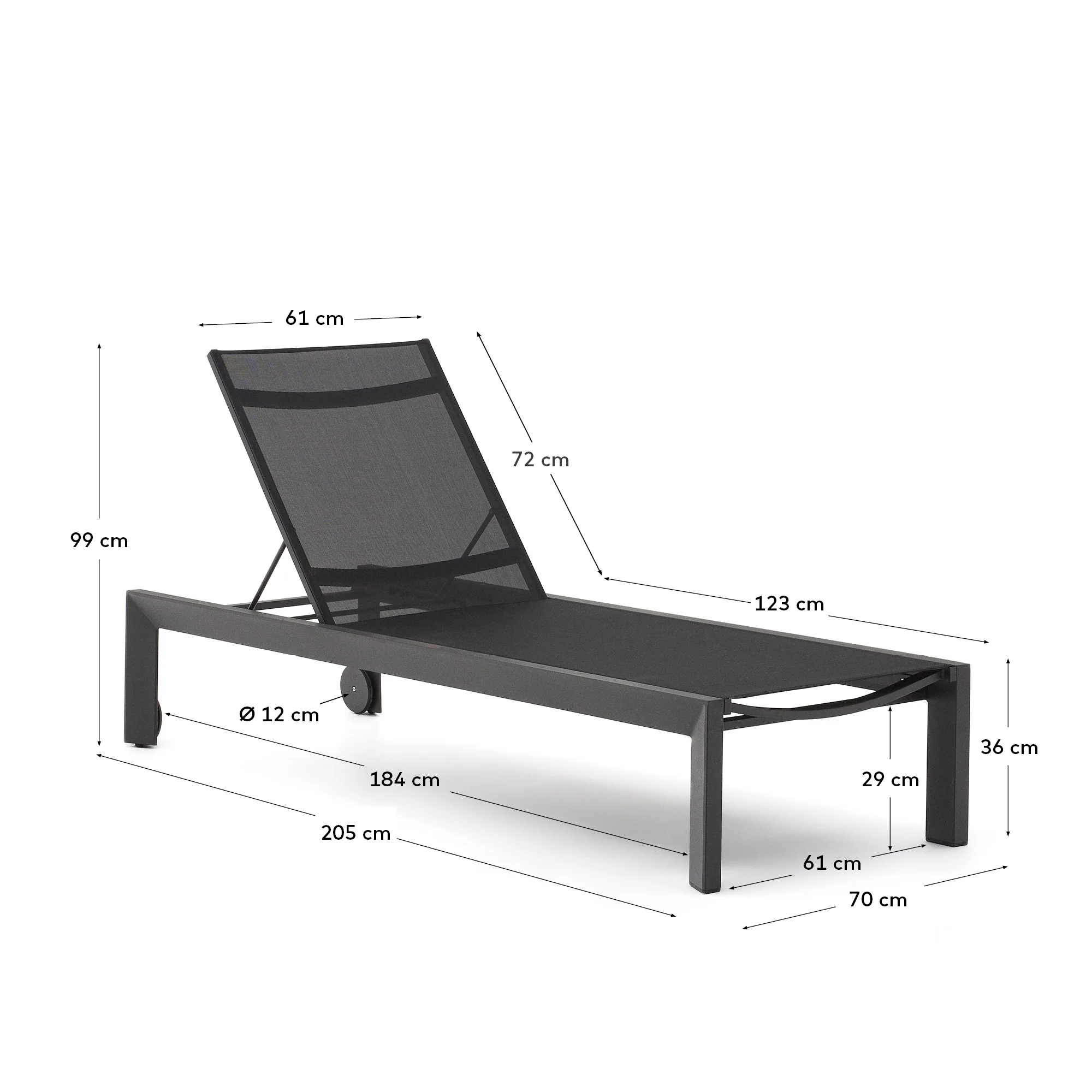 Canutells Aluminium Liegestuhl mit schwarzem Finish - Image 3
