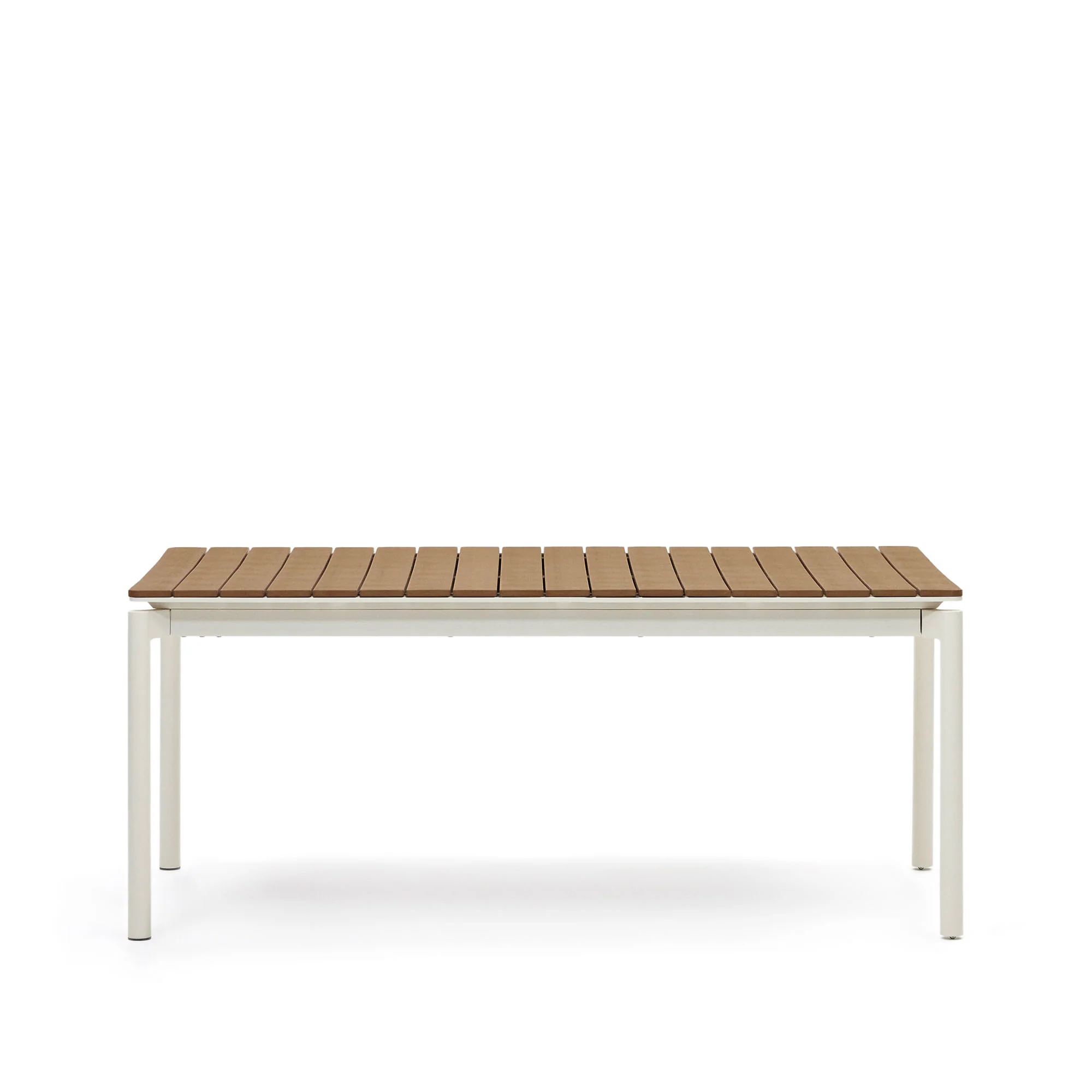 Canyelles Gartenausziehtisch aus Poly-Holz und Aluminium in Mattweiß 180(240) x 100 cm