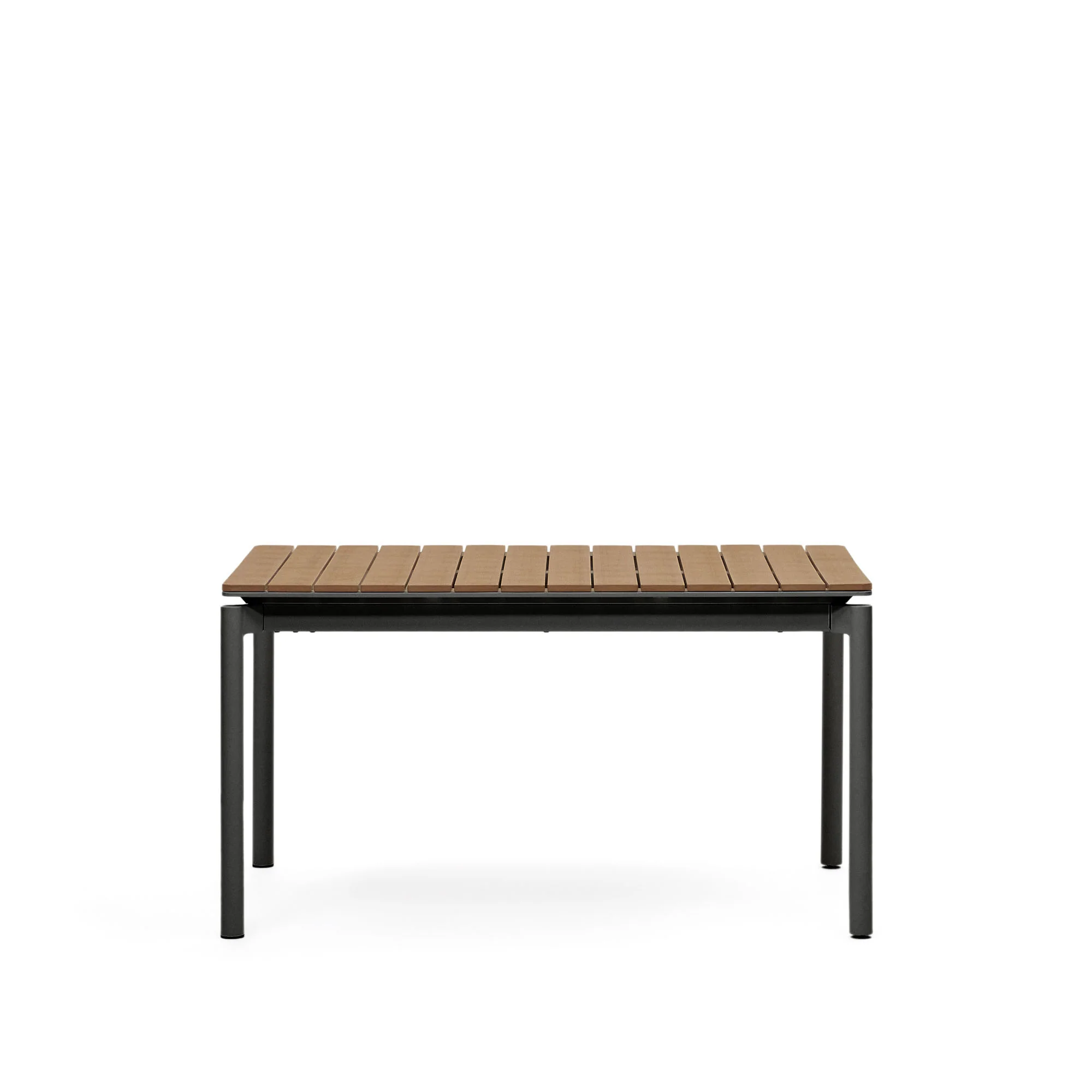 Canyelles Gartenausziehtisch aus Poly-Holz und mattschwarzem Aluminium 140 (200) x 90 cm