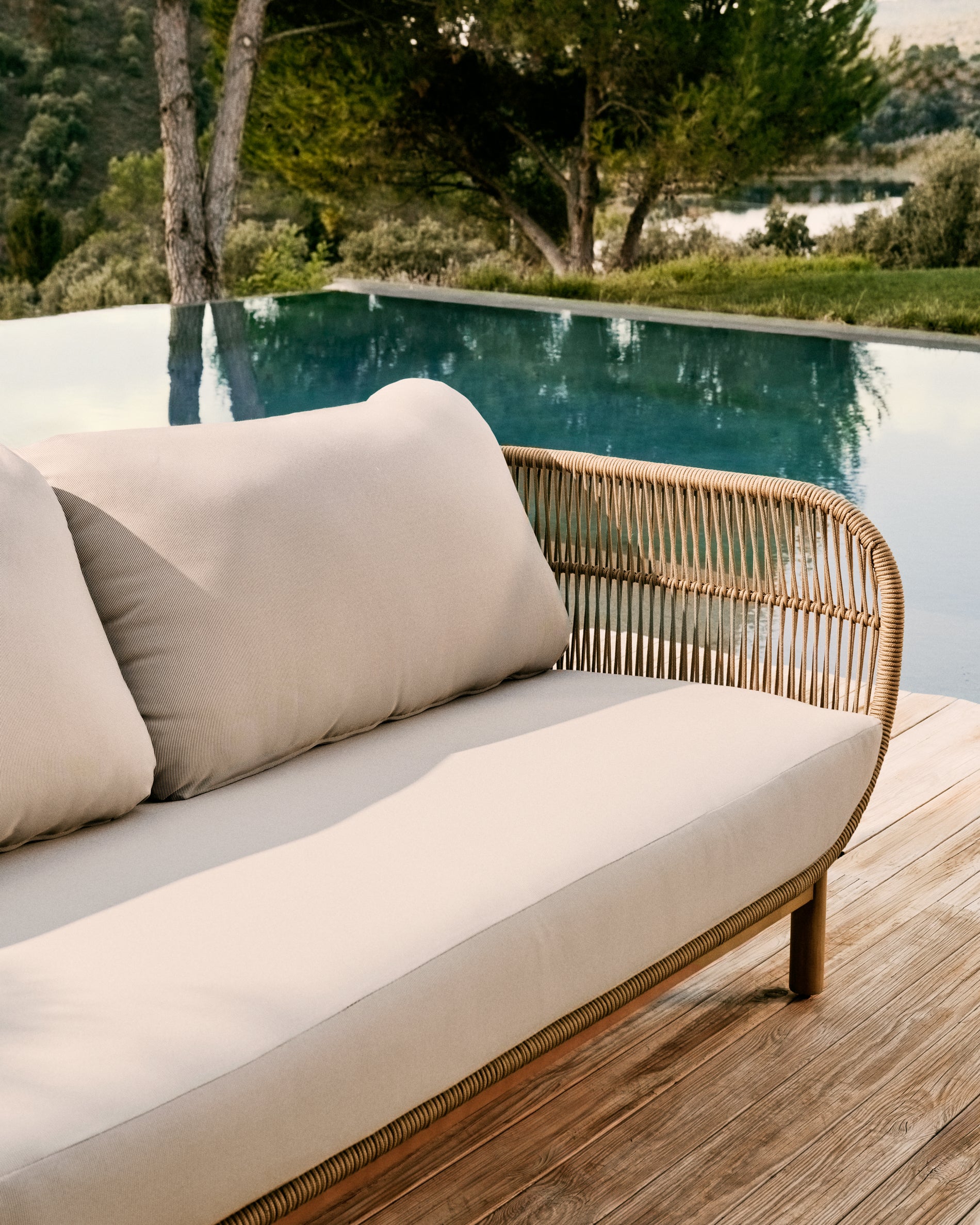 Catalina 3-Sitzer Sofa aus beigem Seil und massivem Akazienholz 170 cm 100% FSC - Image 3