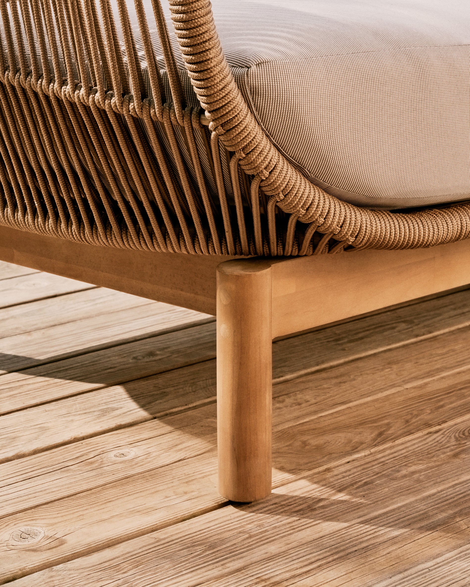 Catalina 3-Sitzer Sofa aus beigem Seil und massivem Akazienholz 170 cm 100% FSC - Image 5