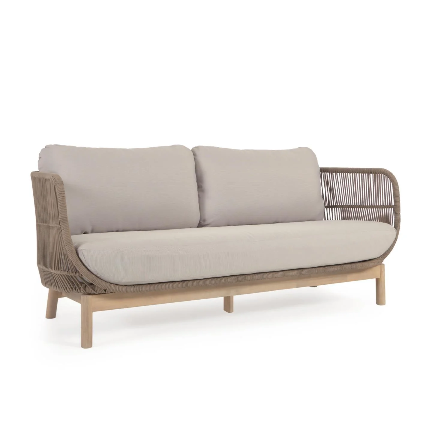 Catalina 3-Sitzer Sofa aus beigem Seil und massivem Akazienholz 170 cm 100% FSC - Image 8