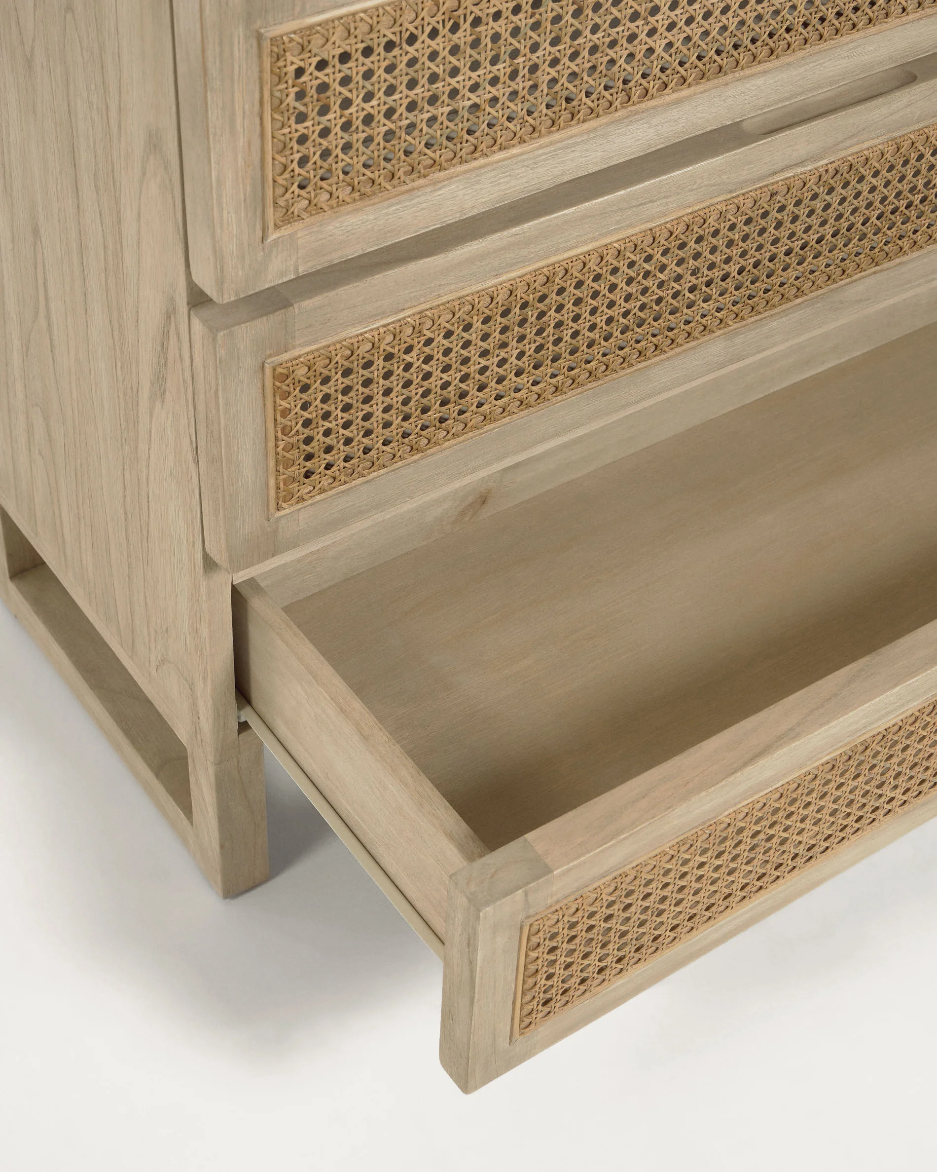 Rexit Kommode mit 4 Schubladen aus massivem Holz und Mindi Furnier mit Rattan 90 x 93 cm - Image 6