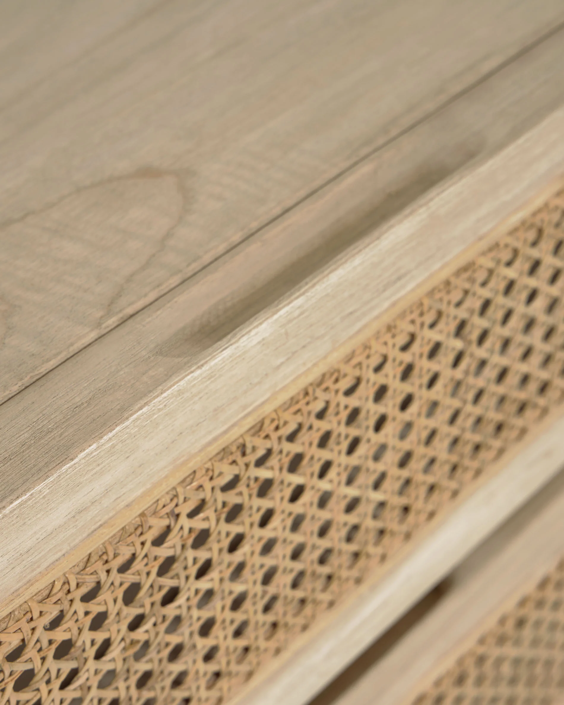 Rexit Kommode mit 4 Schubladen aus massivem Holz und Mindi Furnier mit Rattan 90 x 93 cm - Image 7