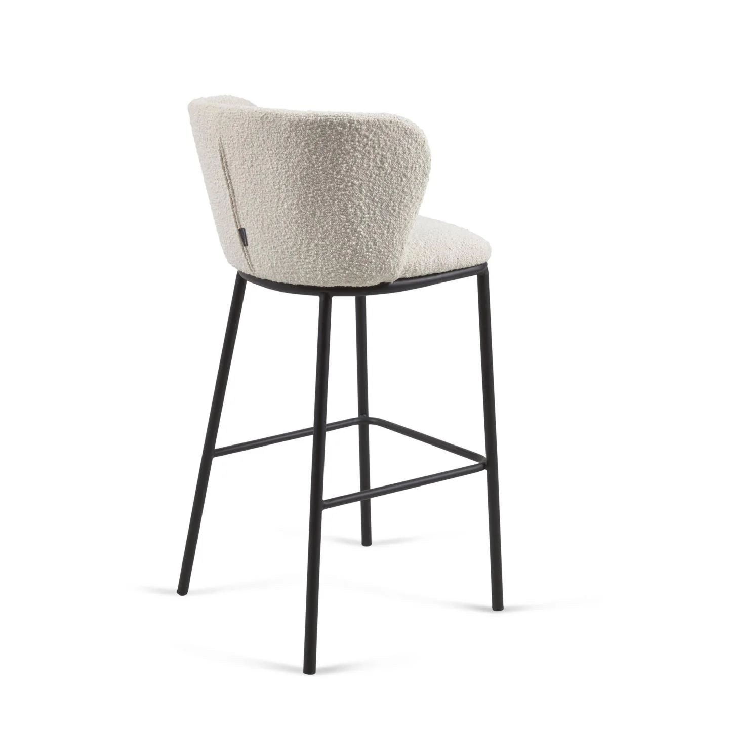 Ciselia Hocker mit Bouclé-Bezug in Weiß und schwarzen Stahlbeinen Höhe 75 cm FSC Mix Credit - Image 3