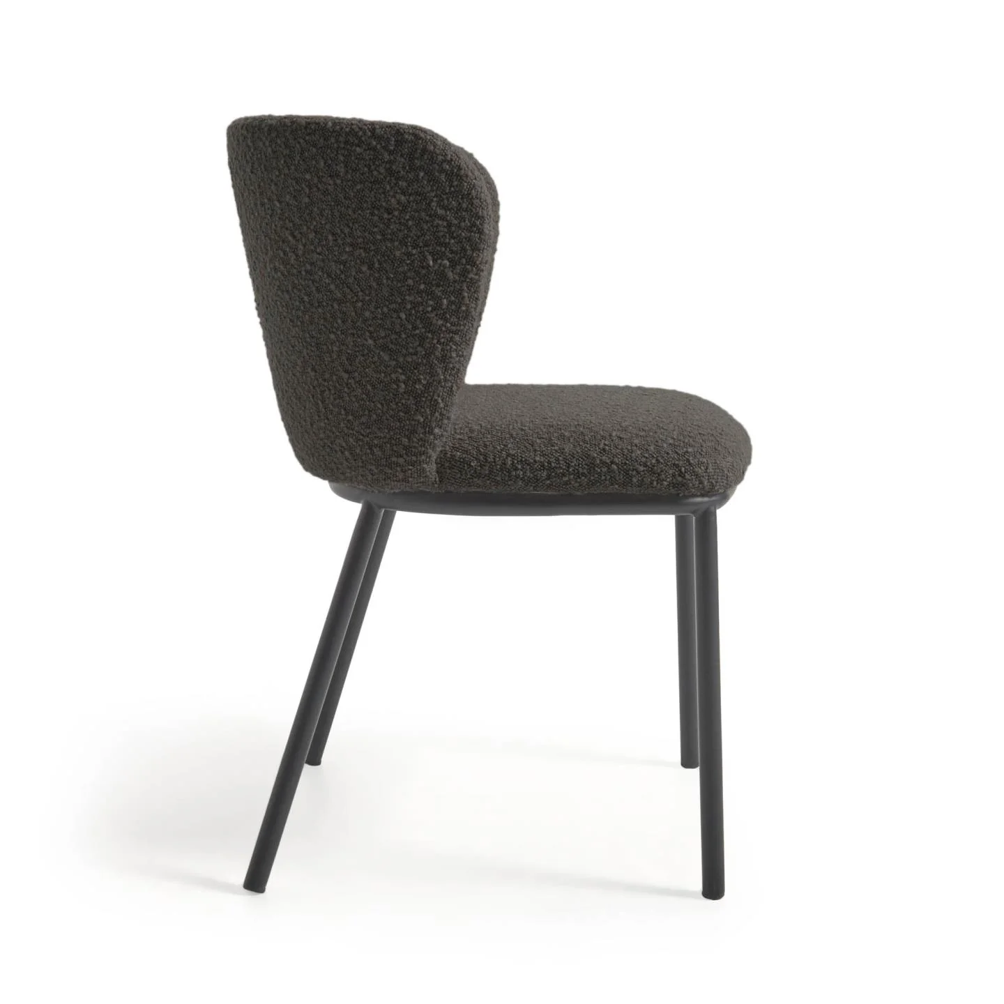 Ciselia Stuhl mit schwarzem Bouclé und Stahlbeinen mit schwarzem Finish, FSC Mix Credit - Image 2
