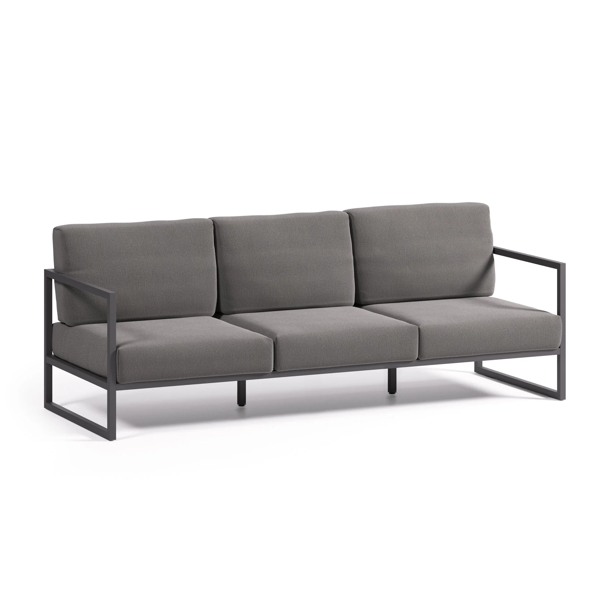 Comova 3-Sitzer-Sofa 100% outdoor dunkelgrau und aus schwarzem Aluminium 222 cm