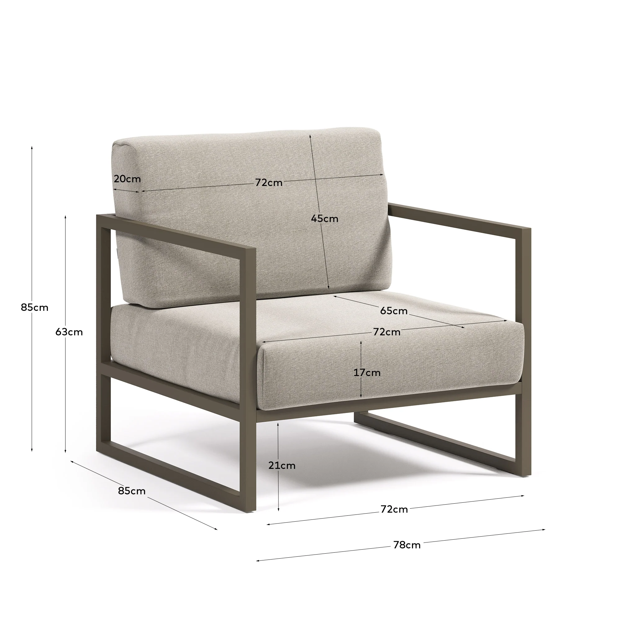 Comova Sessel 100% outdoor hellgrau und Aluminium grün - Image 4