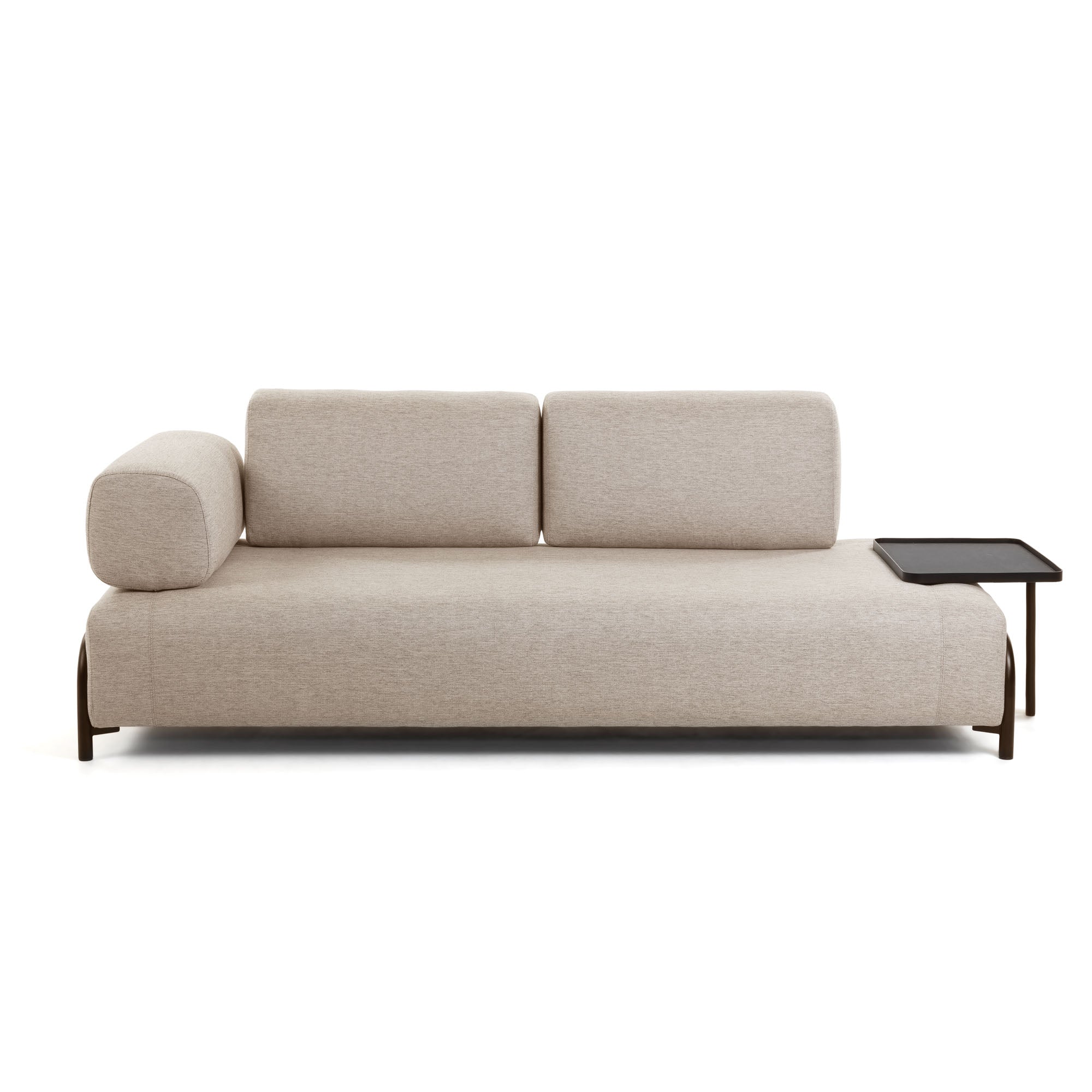 Compo 3-Sitzer Sofa beige mit großem Tablett 252 cm