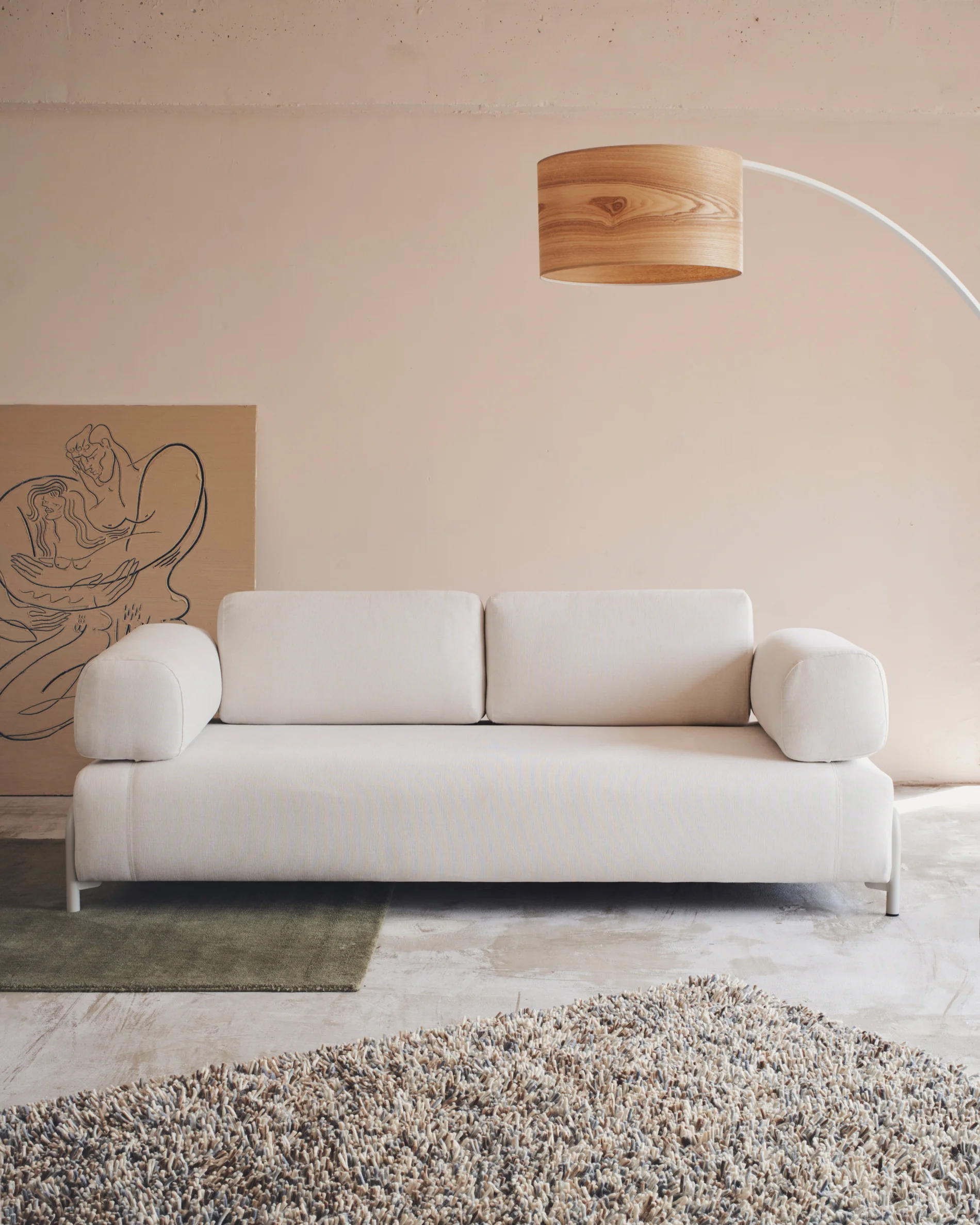 Compo 3-Sitzer-Sofa beige und Metallgestell grau 232 cm - Image 3