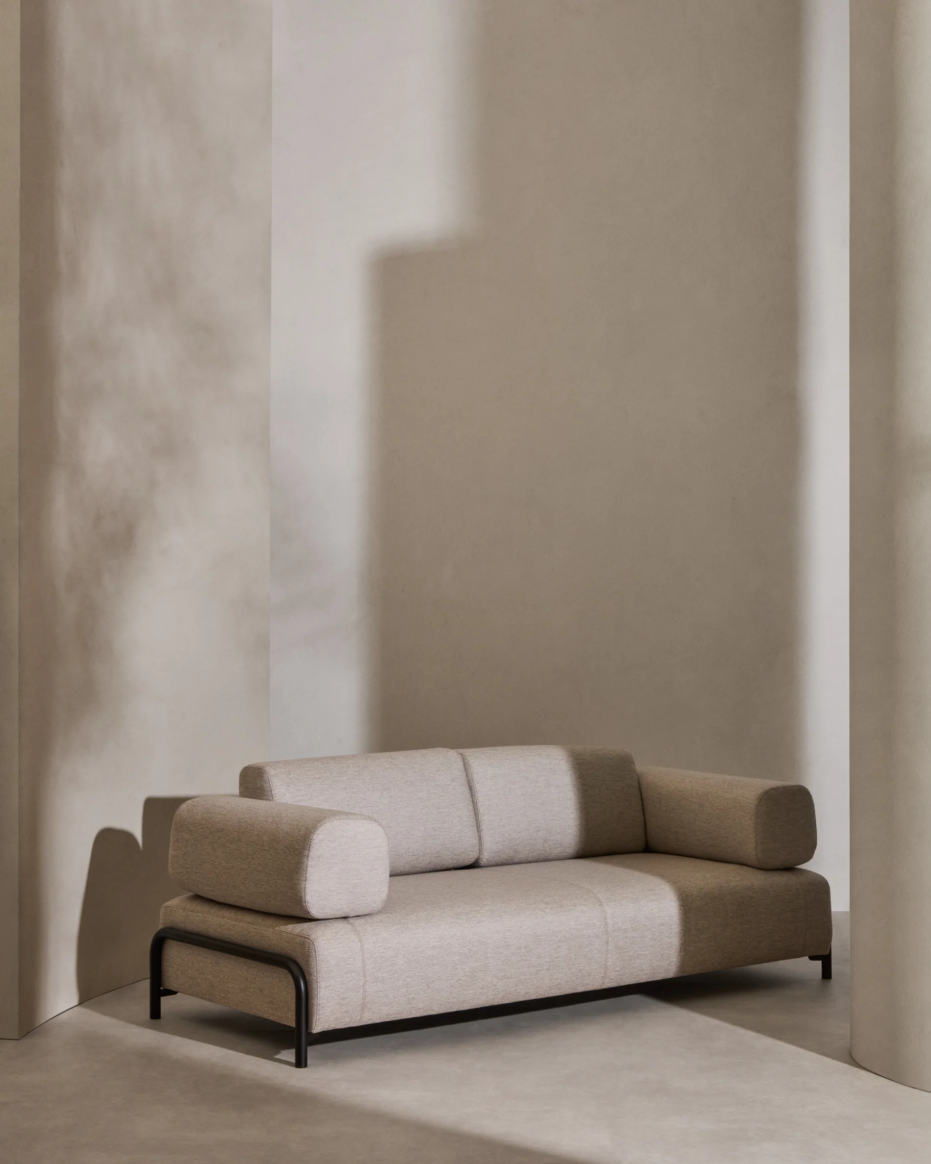 Compo 3-Sitzer-Sofa beige und Metallgestell grau 232 cm - Image 4