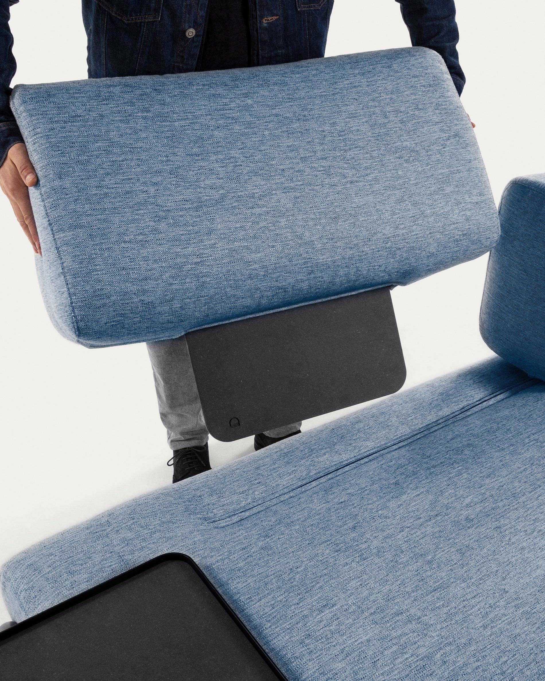 Compo 3-Sitzer Sofa blau mit großem Tablett 252 cm - Image 8