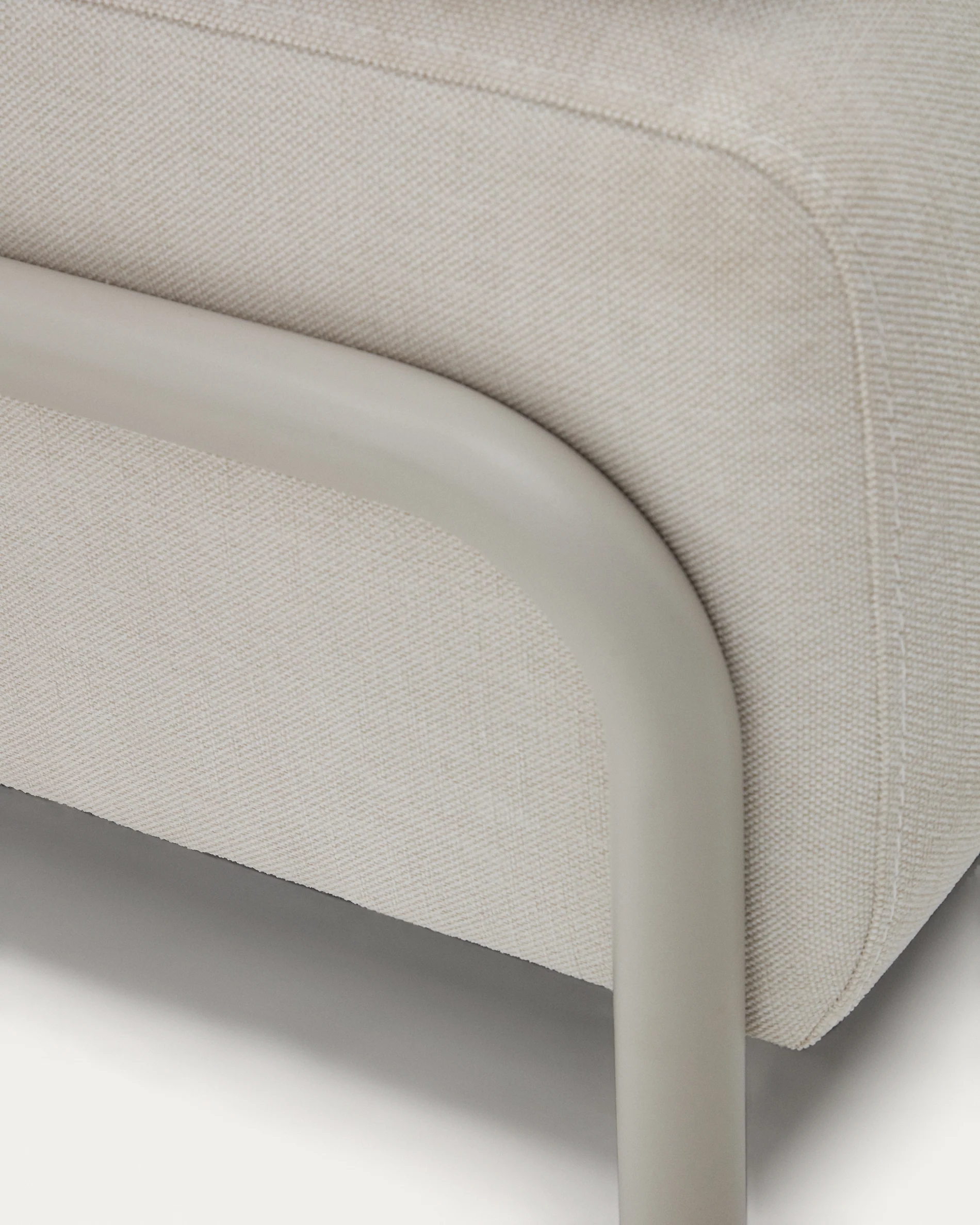 Compo 3-Sitzer-Sofa Chenille Beige, großes Tablett Eichenfurnier Metallgestell Grau 232cm - Image 10