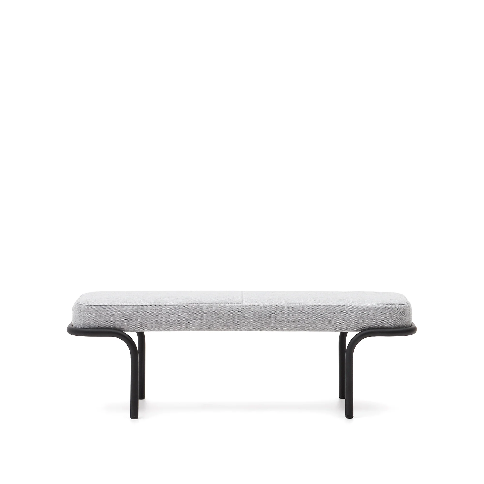 Compo Polsterbank in Grau und schwarzes Metallgestell 130 cm