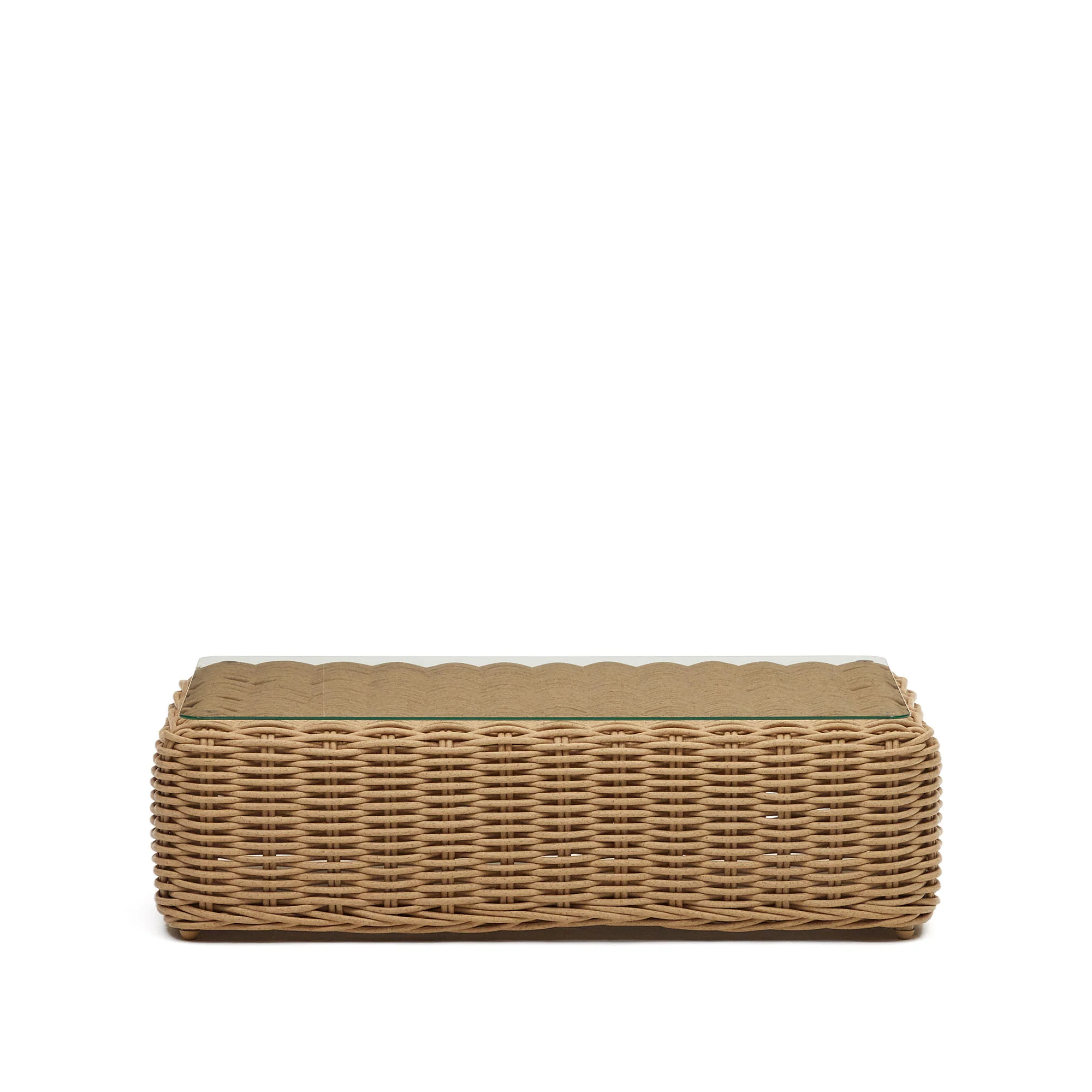 Couchtisch 100% für Outdoor aus Kunstrattan mit natürlichem Finish 110 x 60 cm