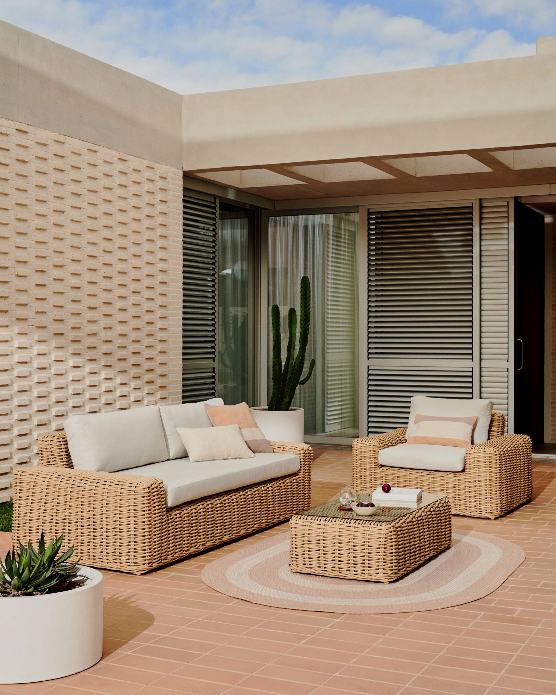 Couchtisch 100% für Outdoor aus Kunstrattan mit natürlichem Finish 110 x 60 cm - Image 2