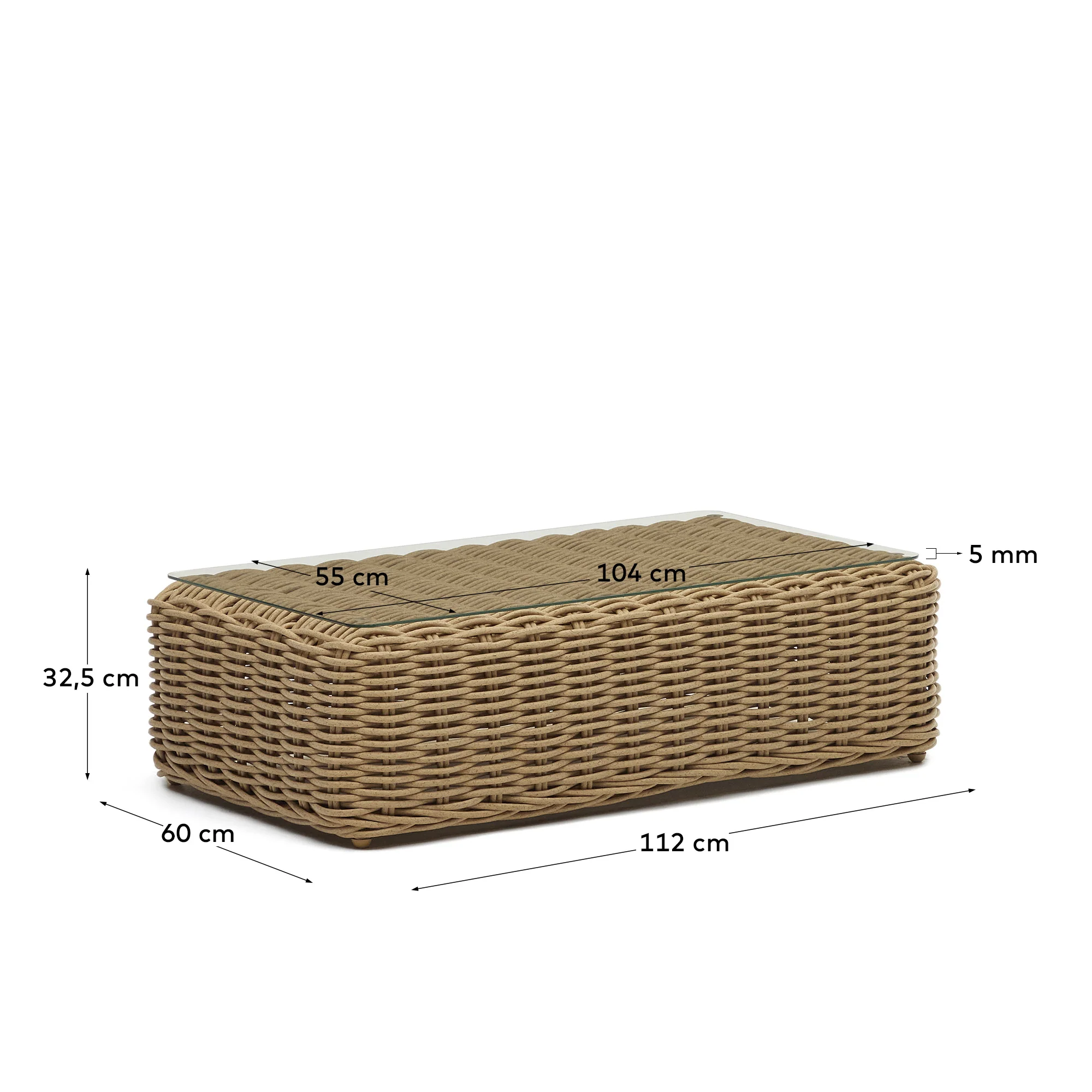 Couchtisch 100% für Outdoor aus Kunstrattan mit natürlichem Finish 110 x 60 cm - Image 5