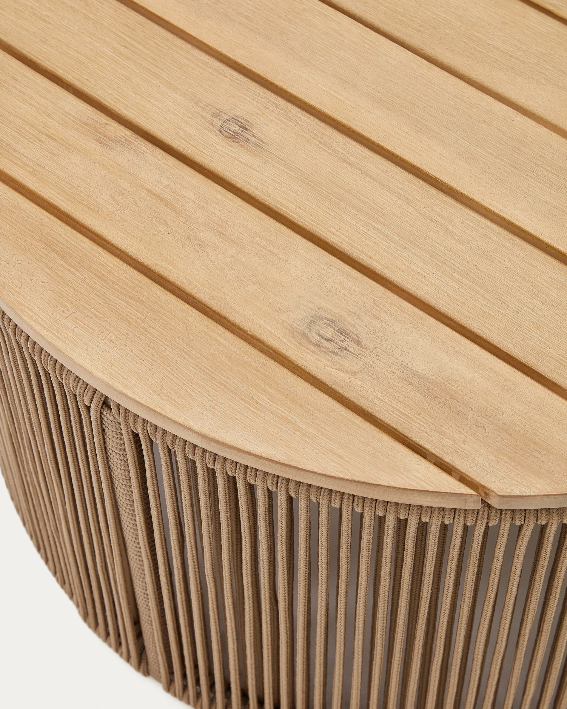 Couchtisch Dandara aus Stahl, beigem Flechtwerk und massivem Akazienholz Ø60 cm FSC 100% - Image 4