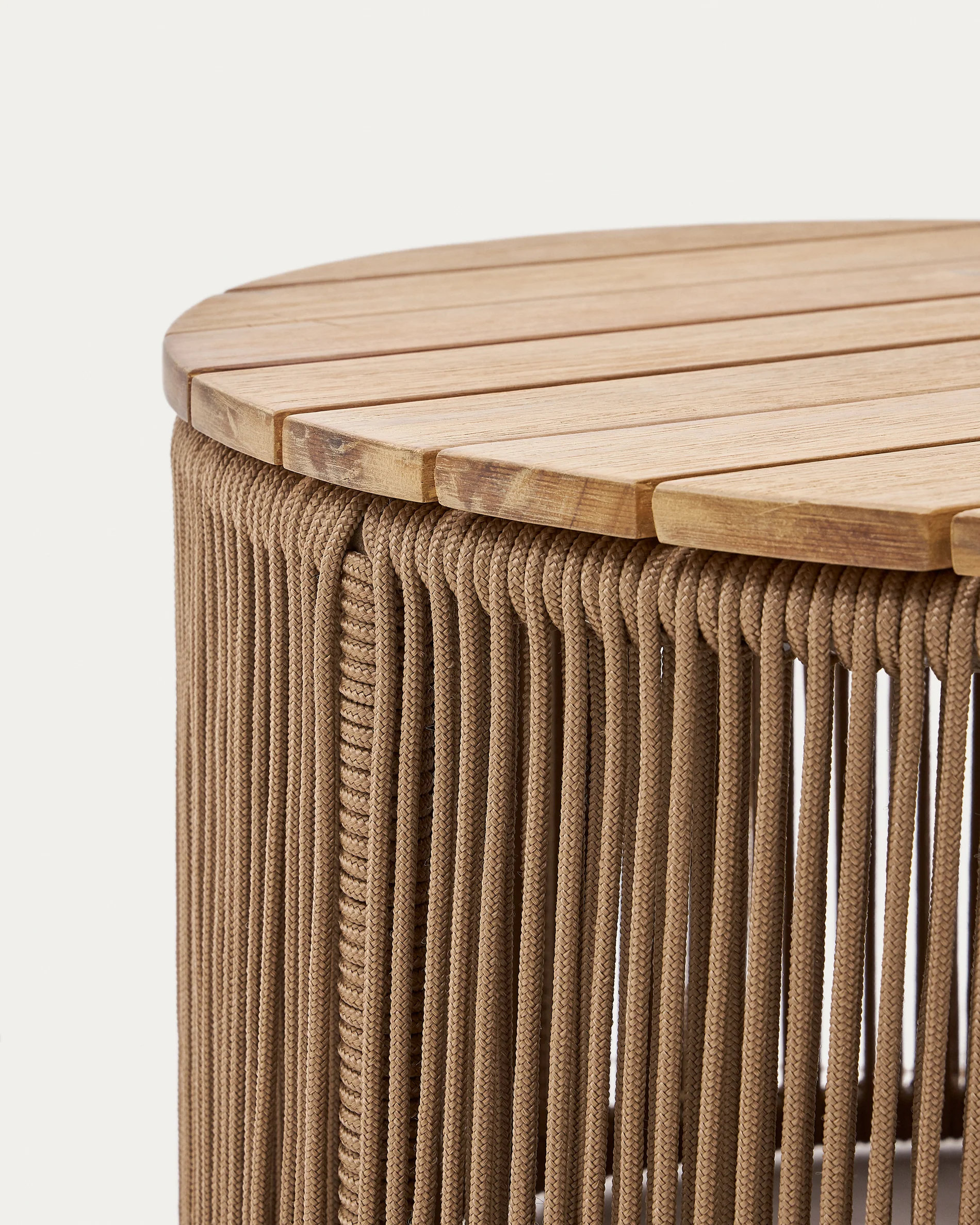 Couchtisch Dandara aus Stahl, beigem Flechtwerk und massivem Akazienholz Ø60 cm FSC 100% - Image 5