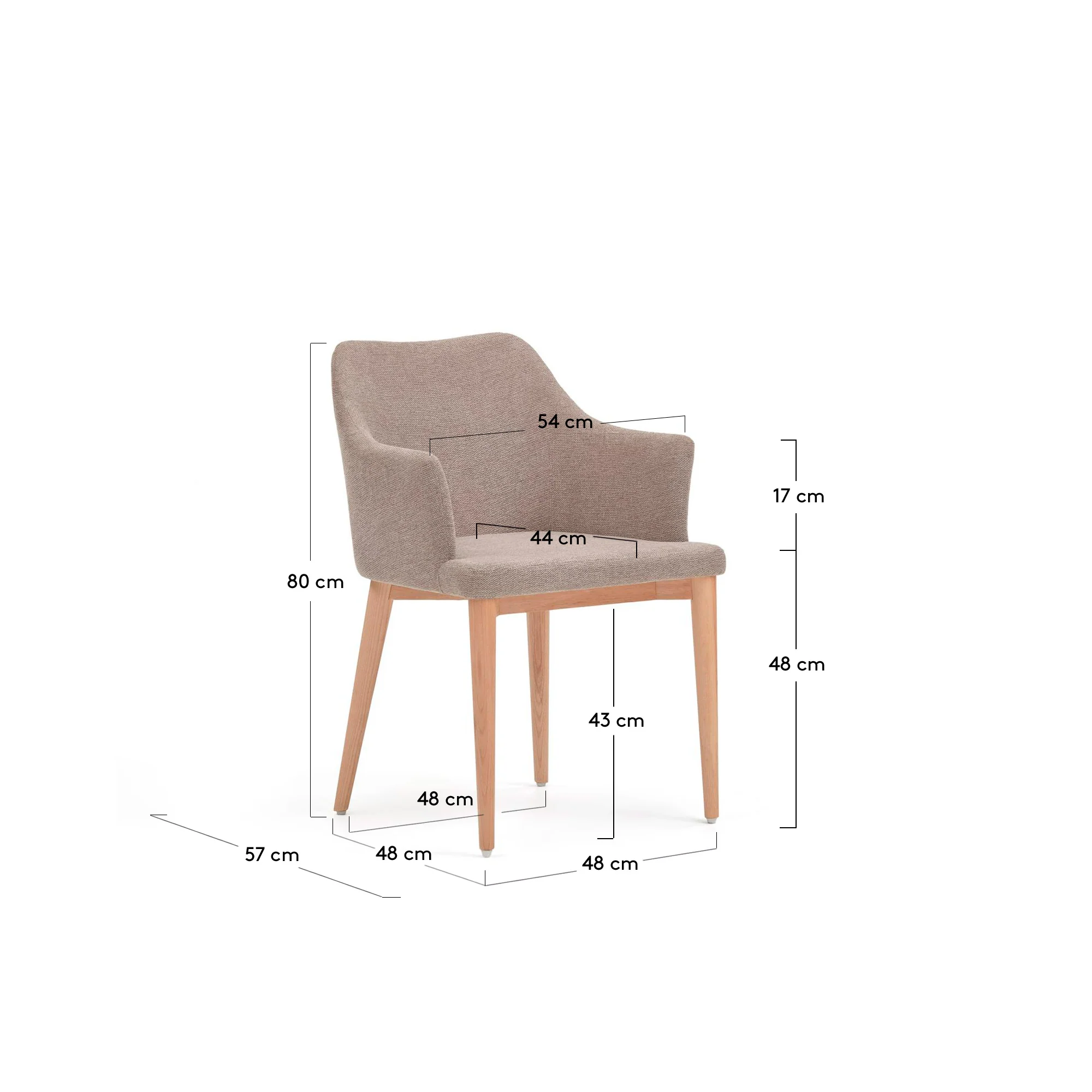 Croft Stuhl aus brauner Chenille mit Beinen aus massiver Esche - Image 3
