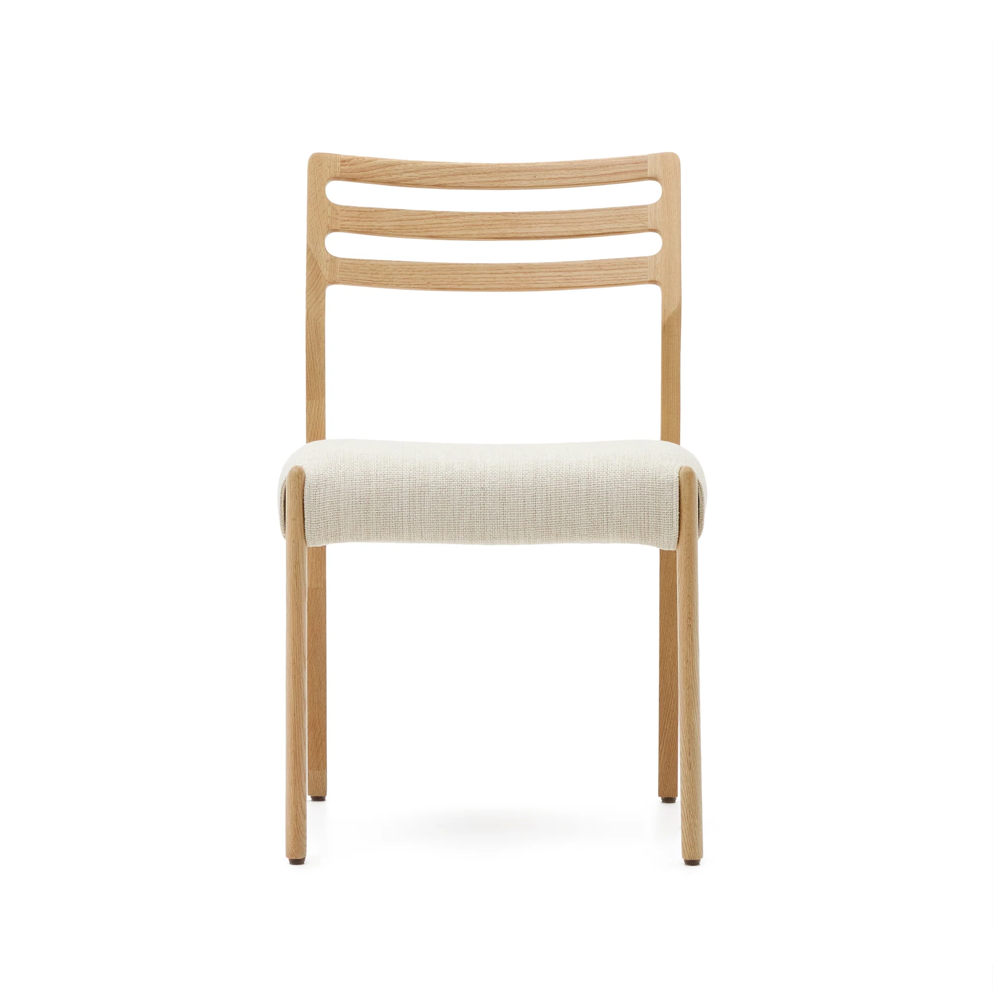 Cudia Stuhl abnehmbarer Bezug Chenille beige massive Eiche Natur-Finish FSC Mix Credit - Image 4