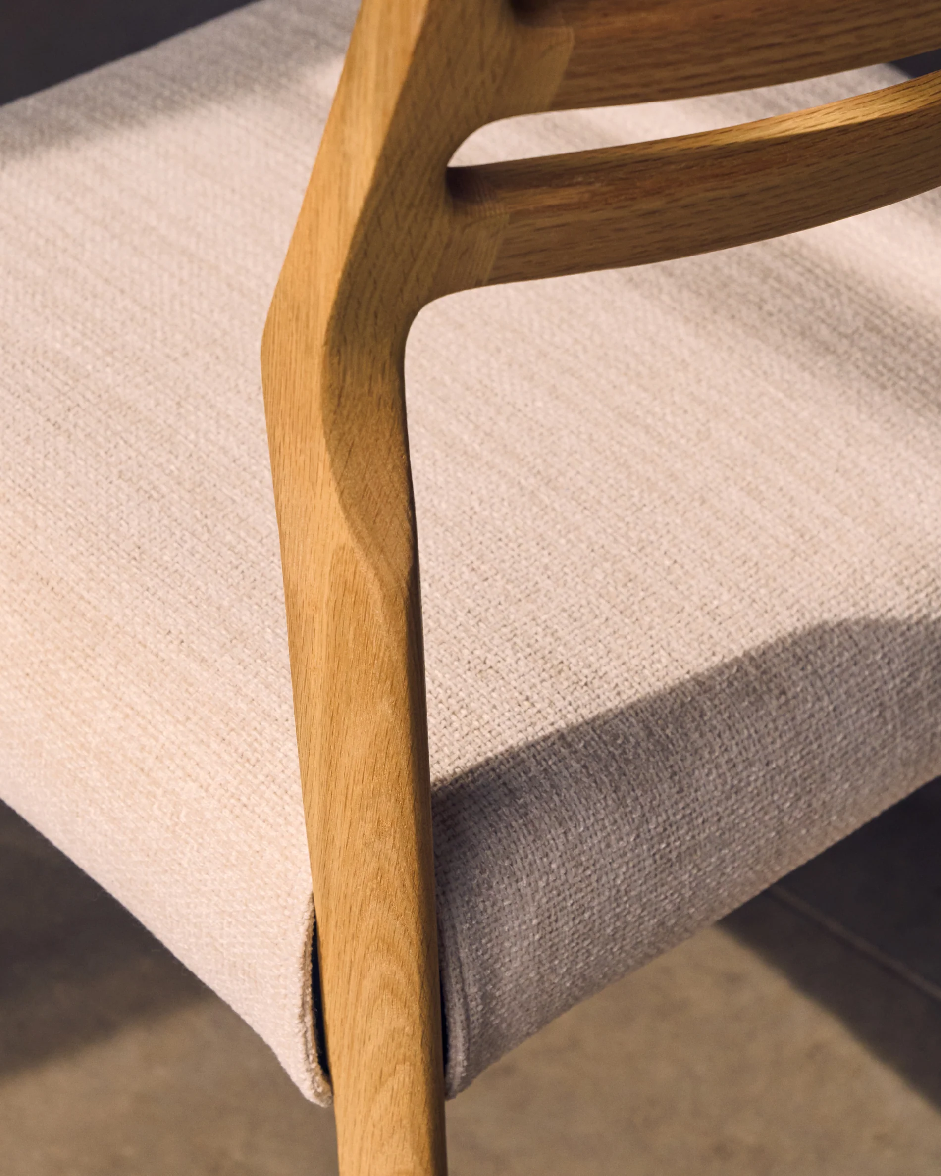 Cudia Stuhl abnehmbarer Bezug Chenille beige massive Eiche Natur-Finish FSC Mix Credit - Image 7
