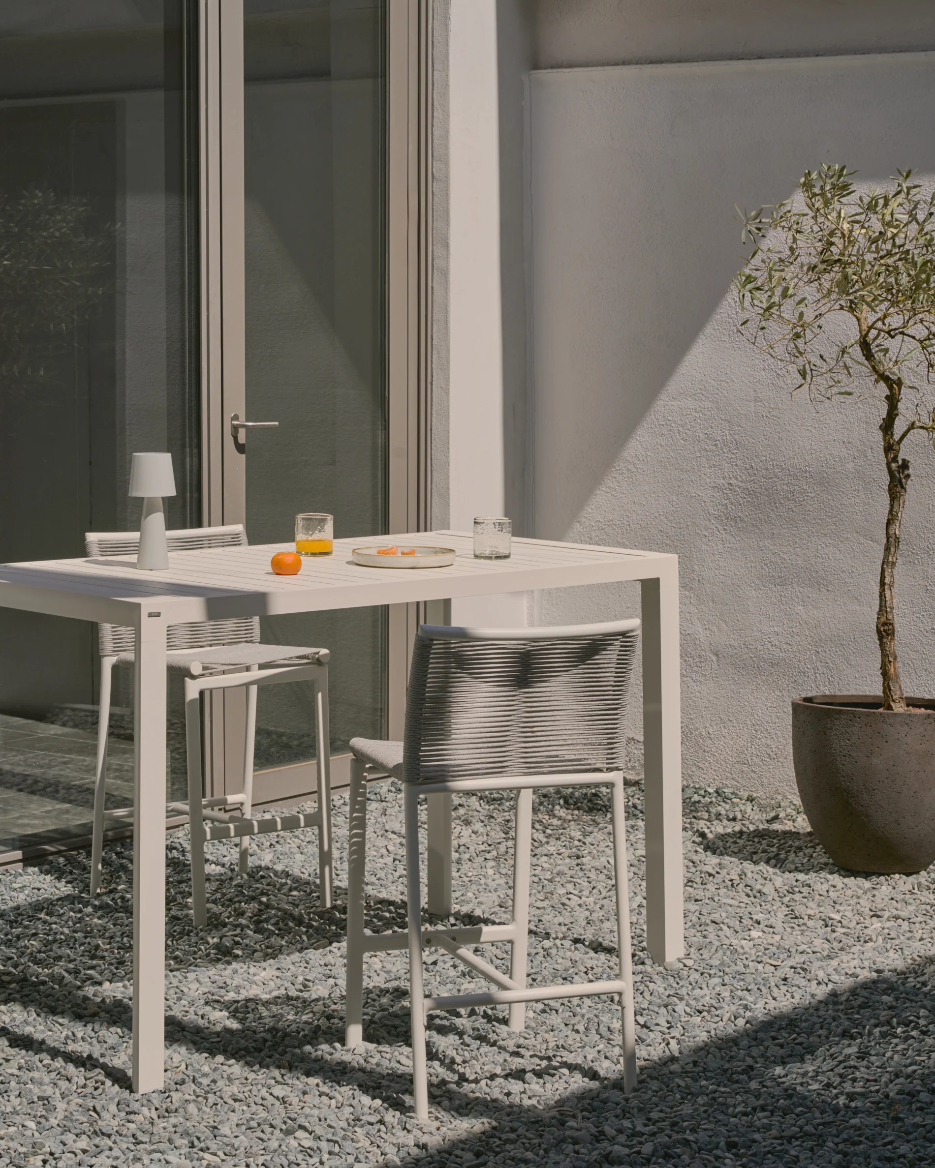 Culip Outdoor-Hocker aus Seil und weißem Aluminium 65 cm - Image 7