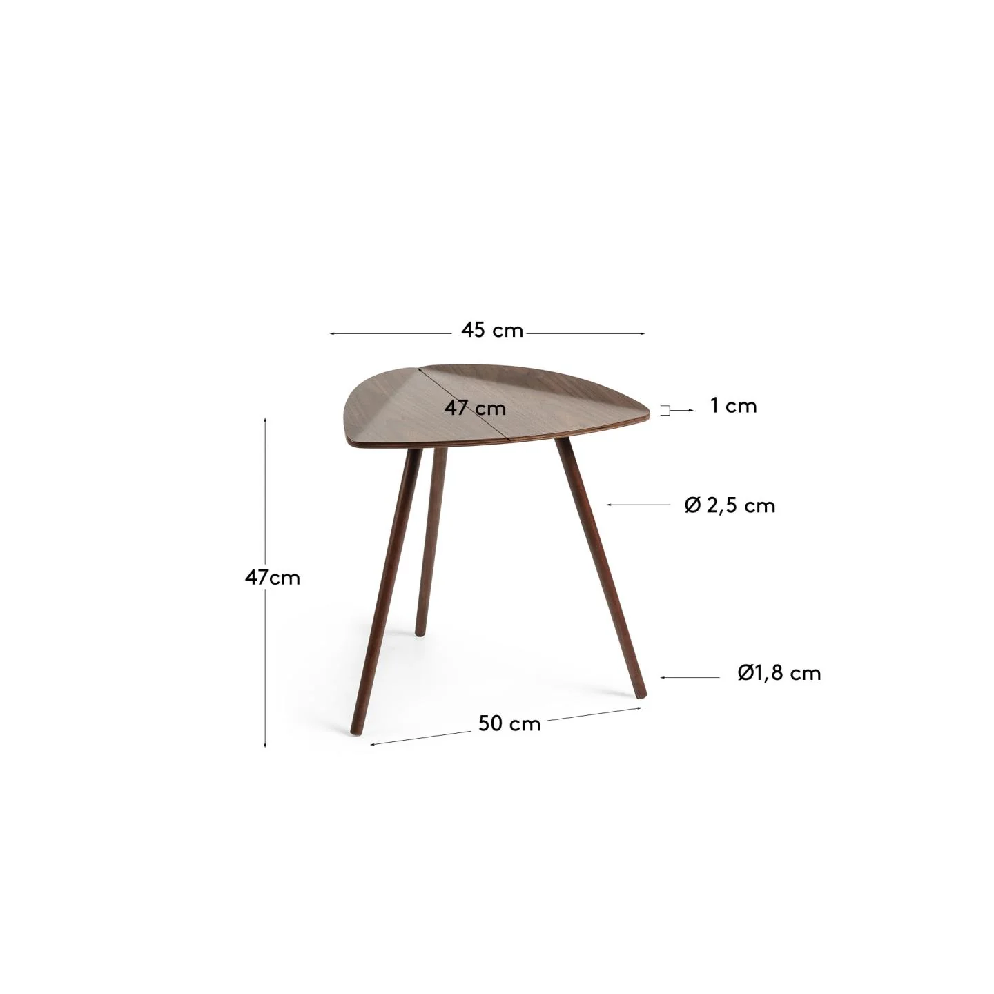 Damasc Beistelltisch Walnussfurnier 45 x 47 cm - Image 2
