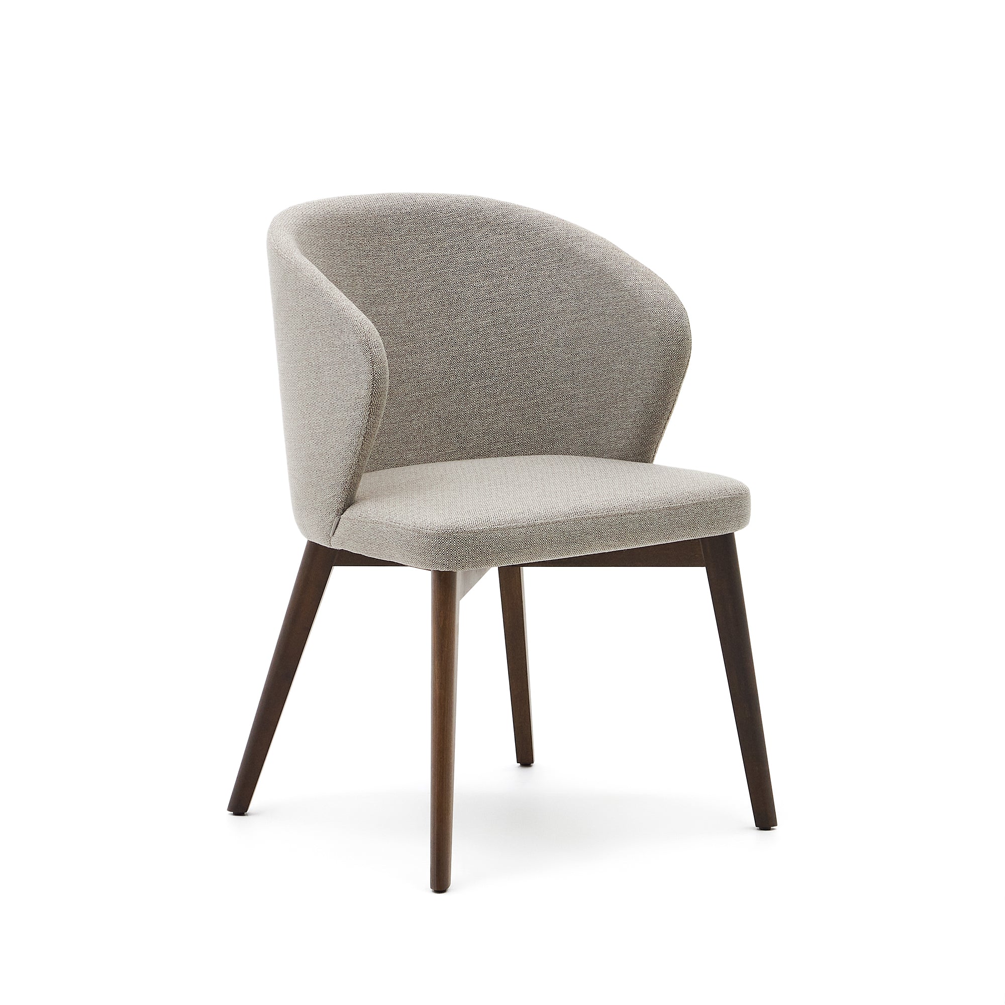 Darice Stuhl aus brauner Chenille und massivem Buchenholz 100% FSC mit Nussbaum-Finish