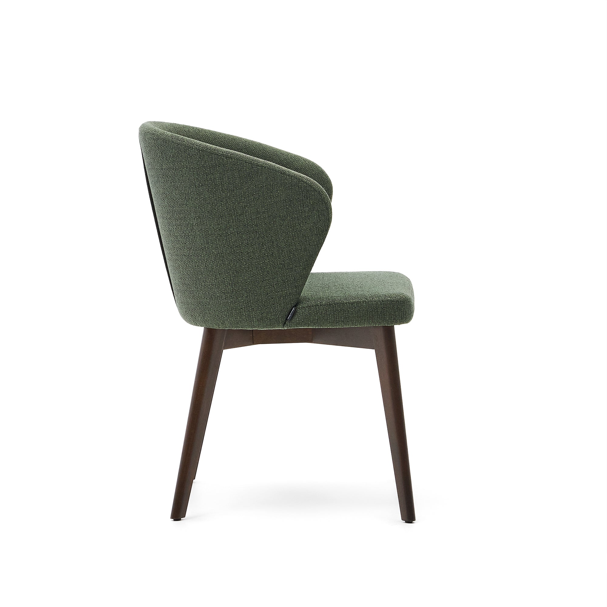 Darice Stuhl aus grüner Chenille und massivem Buchenholz 100% FSC mit Nussbaum-Finish - Image 3