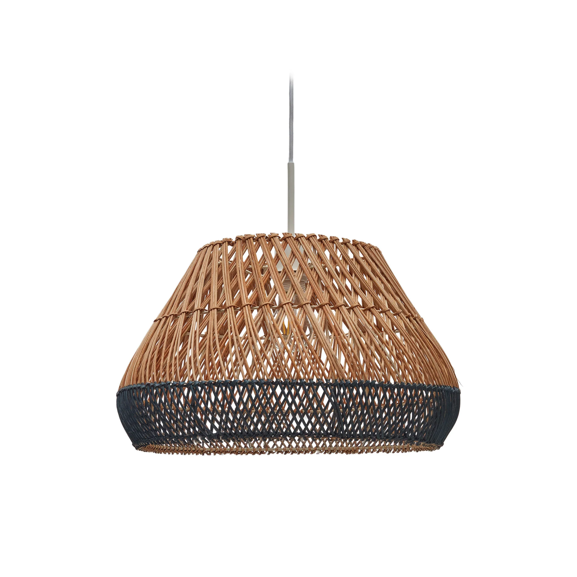 Daro Lampenschirm für Pendelleuchte aus Rattan mit natürlichem und blauem Finish Ø 45 cm