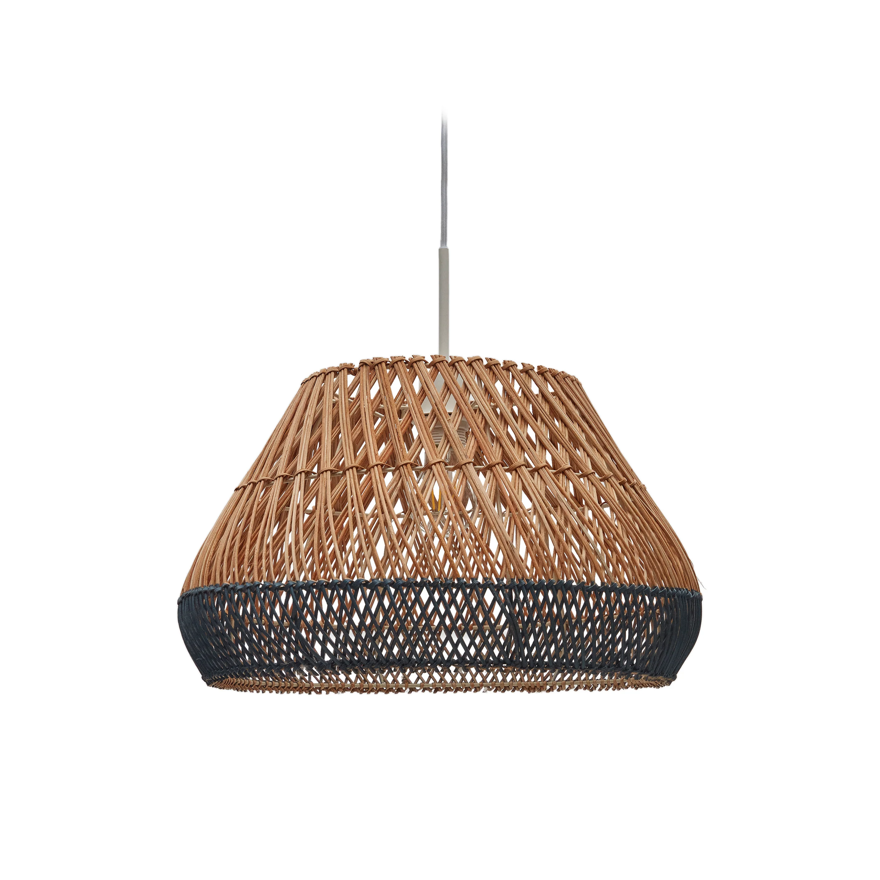 Daro Lampenschirm für Pendelleuchte aus Rattan mit natürlichem und blauem Finish Ø 45 cm - Image 2